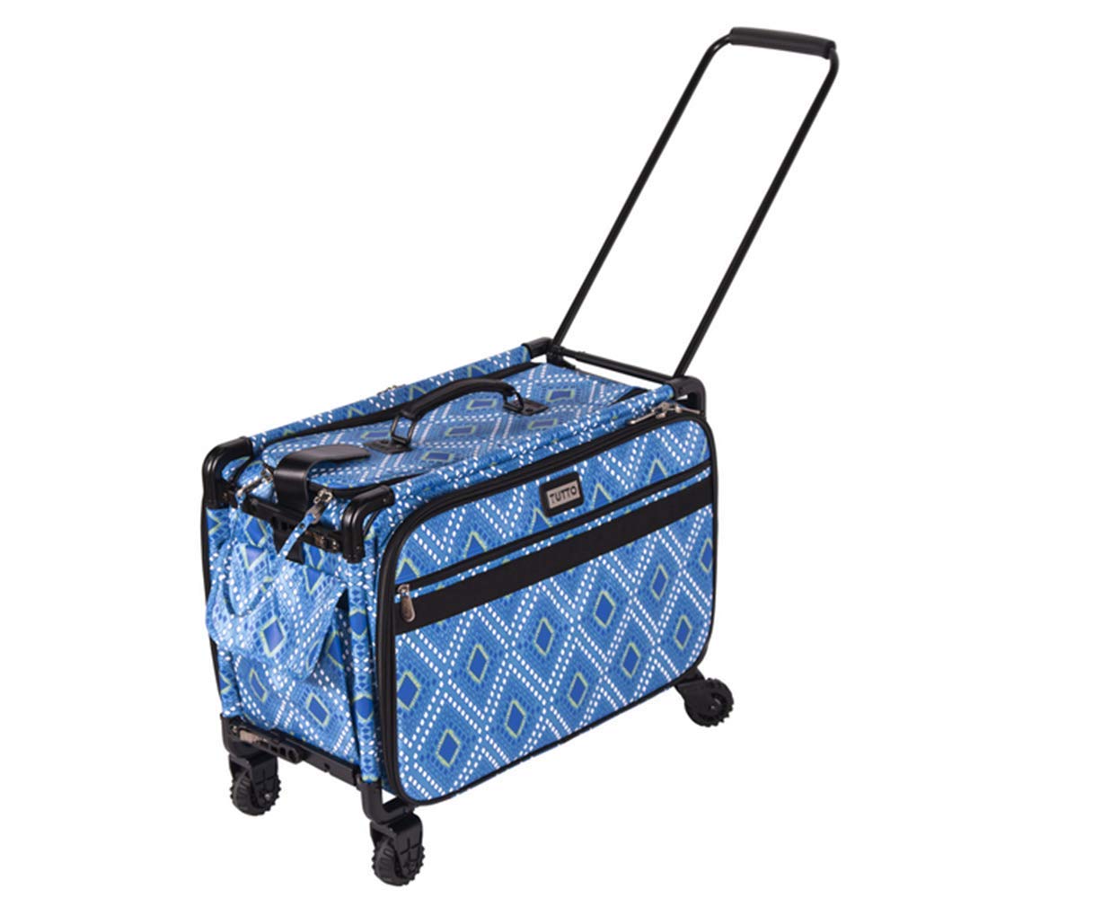 Tutto Machine On Wheels - 22-Inch Rolling Utility Cart in Beach Blue Diamond | Perfect for Beach Trips, Grocery Shopping & Home Organization