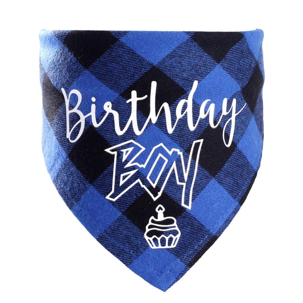 DSstyles Dog Scarf - Washable Cotton Plaid Pet Bandana for Dogs & Cats, Birthday Party Bib, Drool Towel Accessory | Perfect for Pet Birthdays, Parties & Daily Wear