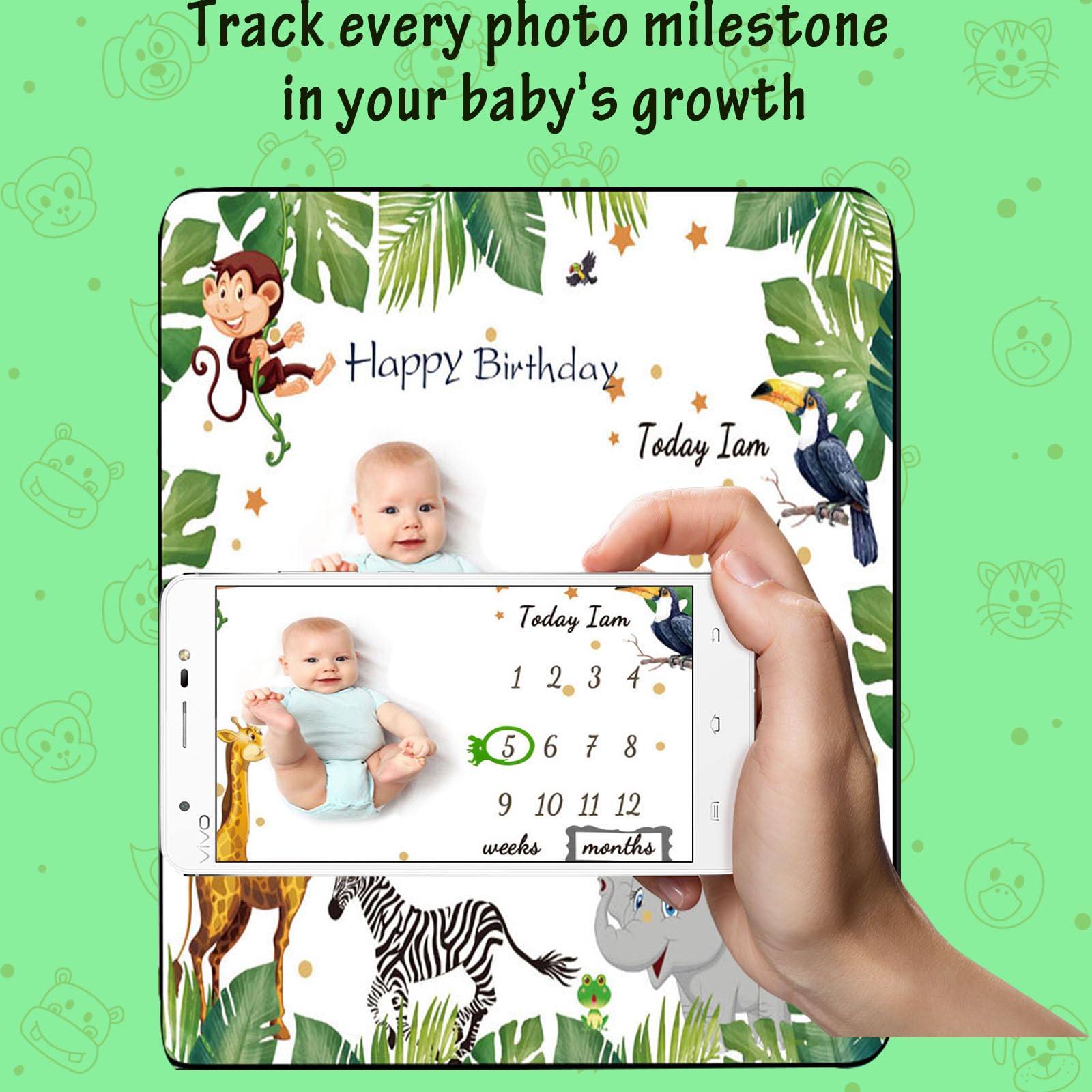 Premium Baby Milestone Blanket - Soft Fleece Woodland Animals Blanket for Photography & Baby Shower Gifts (60