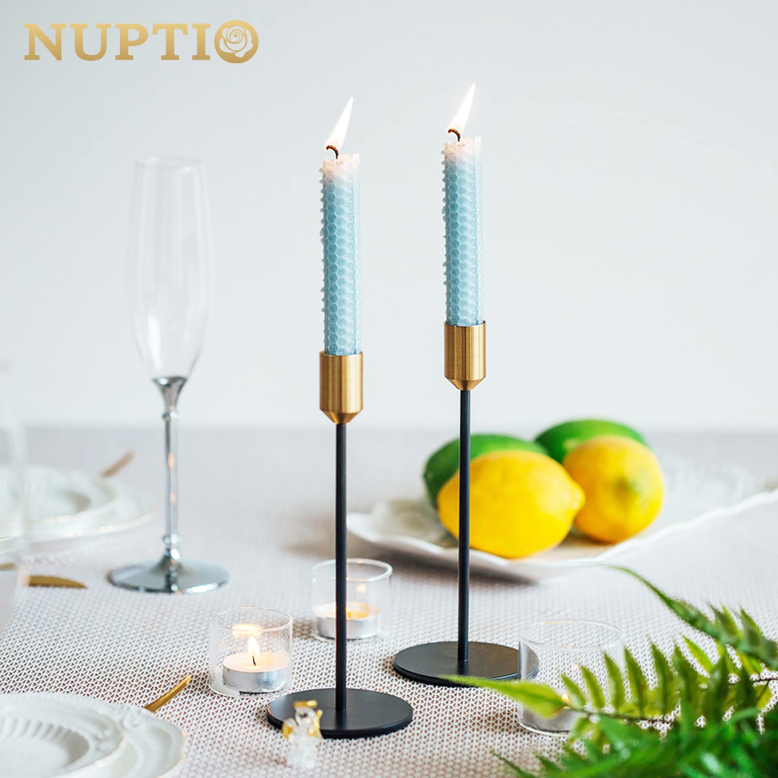 Elegant Single-Head Taper Candle Holder - Wedding & Dining Table Centerpiece Decor, Decorative Candlestick Holder for Romantic Ambiance (Set of 2) - Perfect for Wedding Receptions, Anniversary Dinners & Home Decor