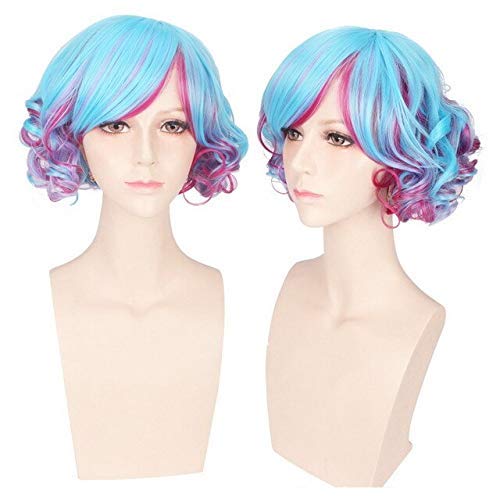 GJBXP 2018 Lolita Harajuku Short Ombre Wig - Black Blonde Brown Heat Resistant Synthetic Hair for Anime Cosplay & Party | Pink Blue Purple Ombre Styles | Perfect for Halloween, Cosplay Events & Themed Parties