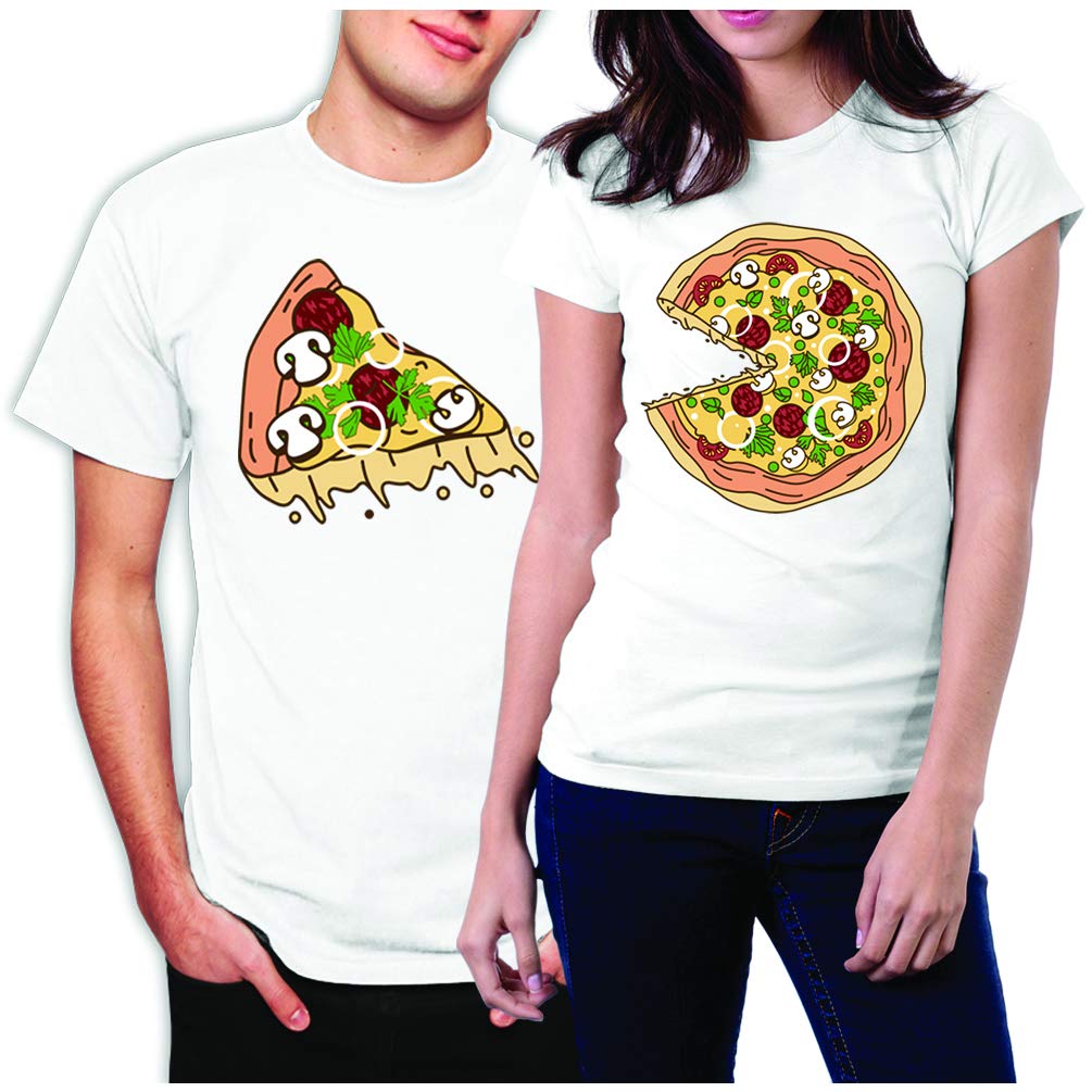 Couples Matching T-Shirts Set - Funny Pizza Slice Design for Him and Her | Perfect for Date Nights, Anniversaries & Valentine's Day Gifts