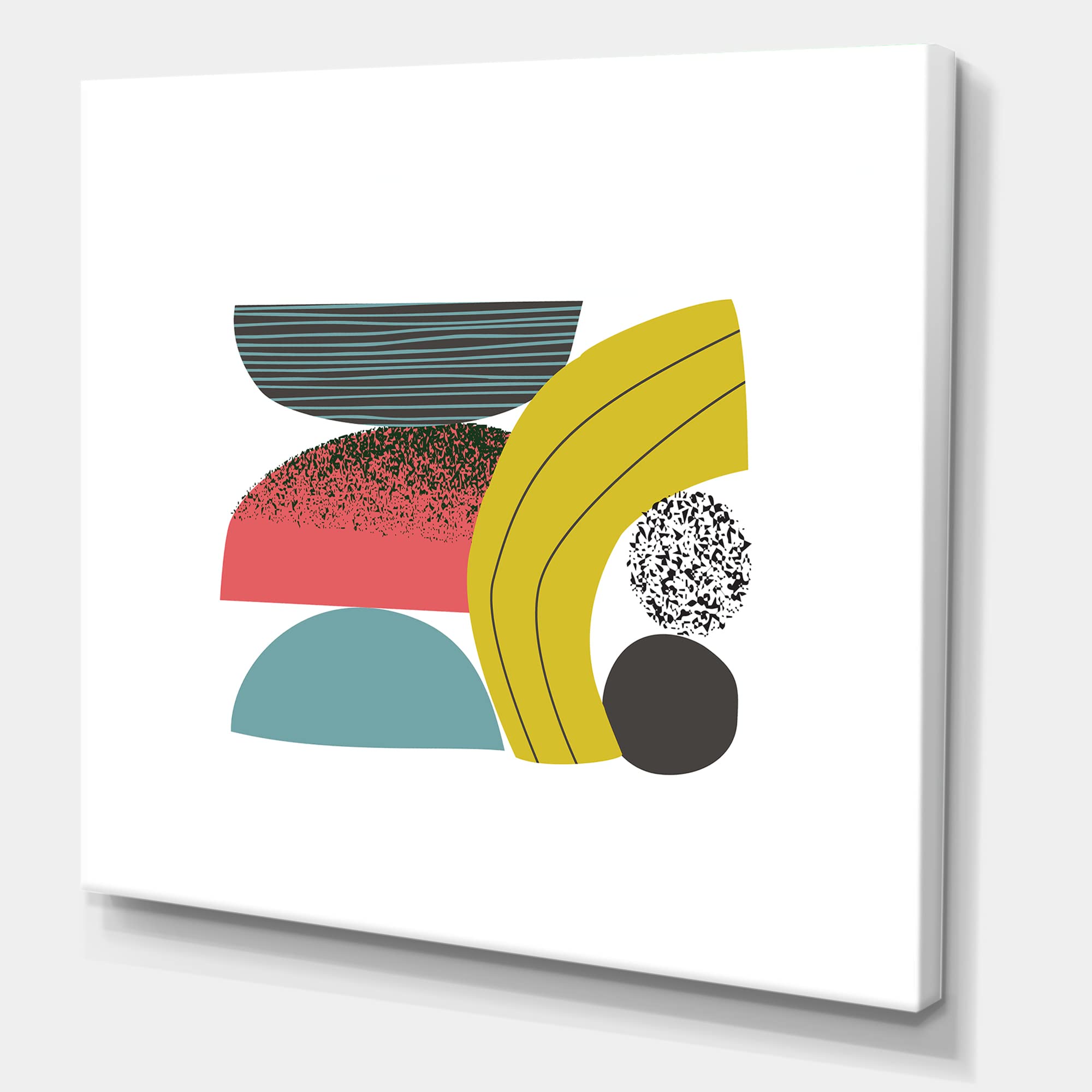 DesignQ Colorful Geometric Abstract Art Collage II Modern Canvas Wall Art - Contemporary Home Decor for Living Room, Bedroom & Office
