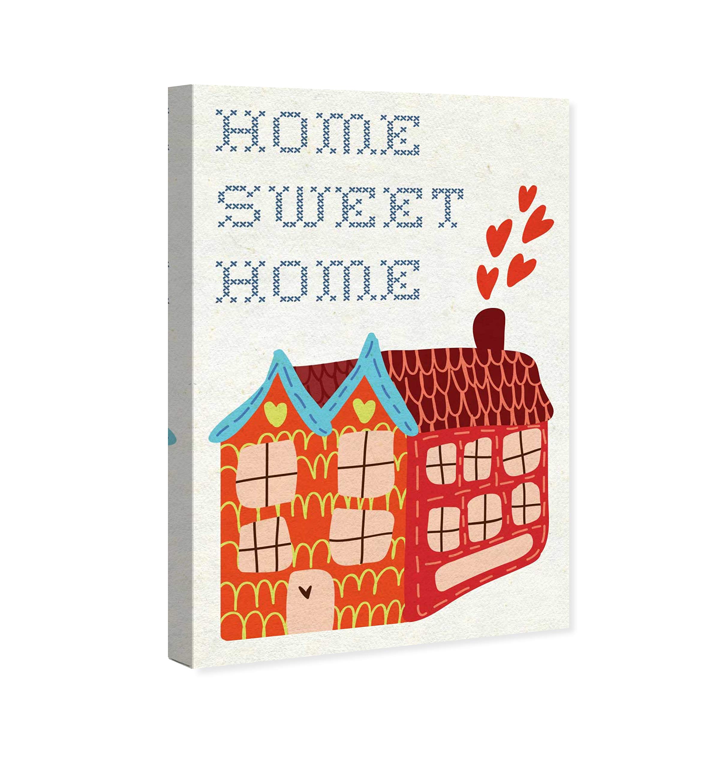 Oliver Gal Artist Co. 'Kids Sweet Home' Typography Wall Art Canvas Print - 20x30 Inch Orange & White Nursery Decor for Children's Bedroom, Playroom & Baby Shower Gift