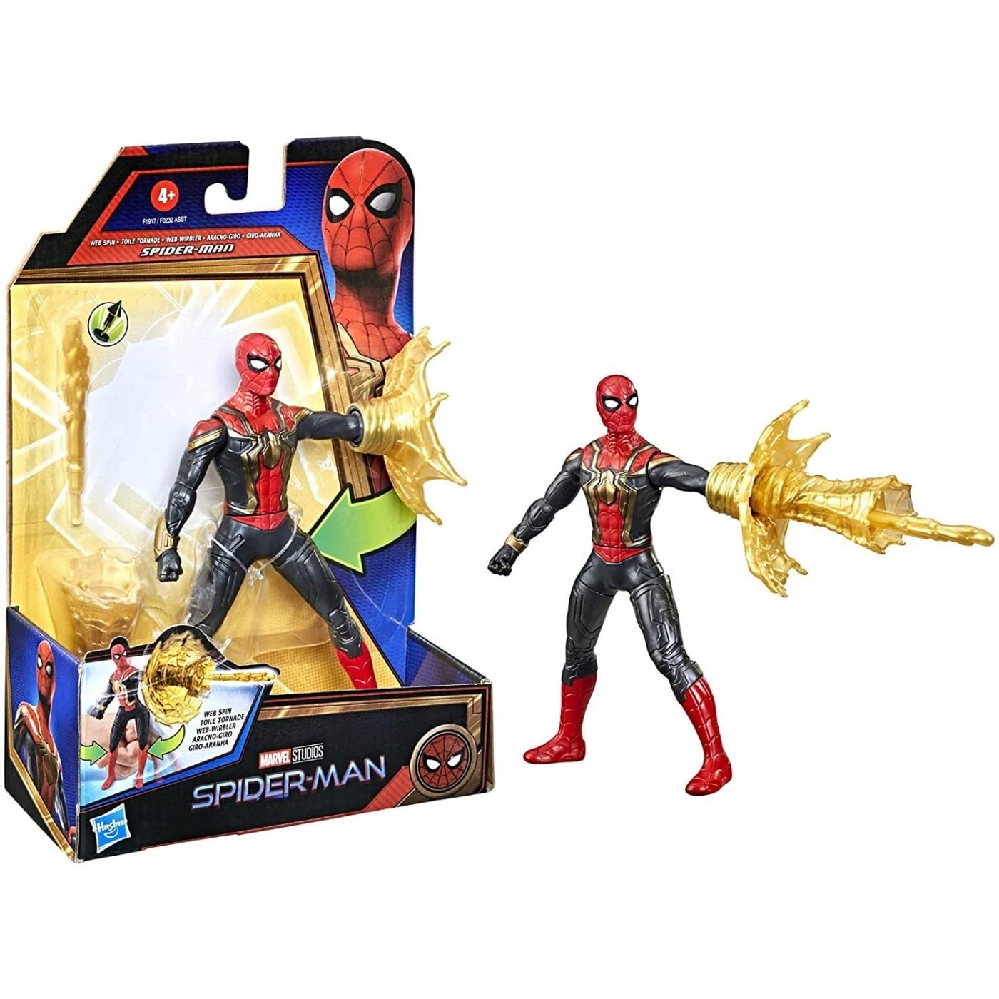 Spider-Man Marvel 6-Inch Deluxe Web Spin Action Figure Toy with Weapon Attack & Squeeze Legs - Movie-Inspired Collectible for Kids Ages 4+ | Perfect for Playtime, Superhero Battles & Marvel Collections