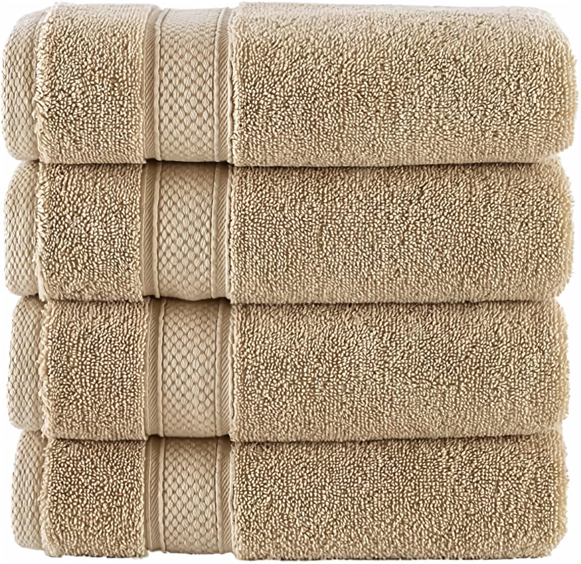 Premium Turkish Cotton Towel Set - 4-Piece Luxury Bath Towels & Washcloths for Spa, Beach & Hotel-Style Bathroom | Soft, Absorbent & Quick-Drying (Warmsand Beige)