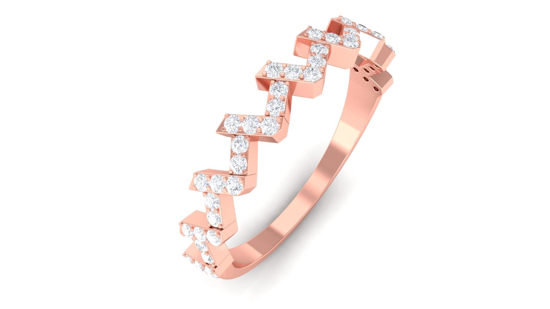 1/2 CT Moissanite Half Eternity Band Ring - 14K Solid Gold Zigzag Wedding Band for Women, Sparkling Moissanite Engagement Ring or Anniversary Gift (Perfect for Bridal Jewelry & Special Occasions)