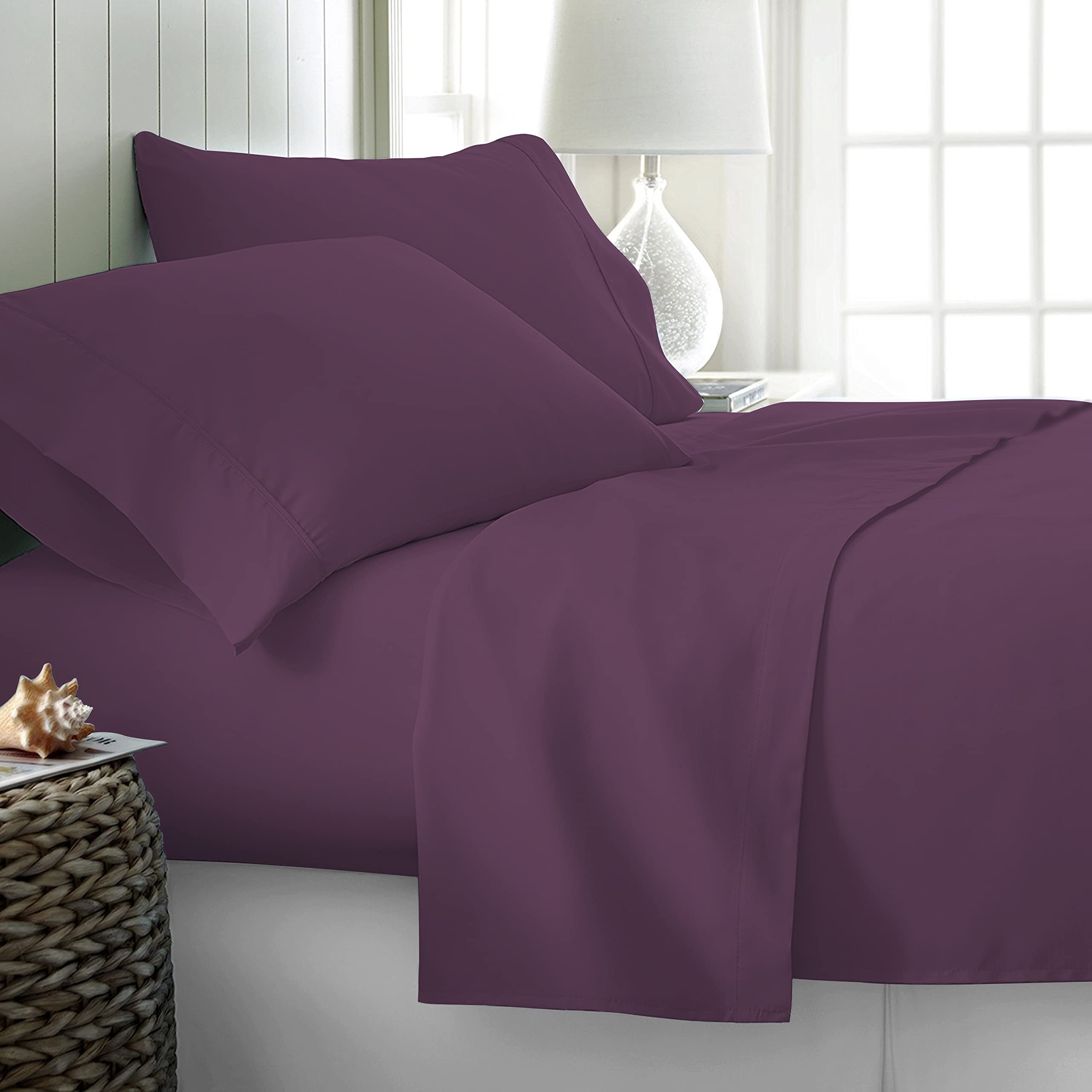 Premium 1000 Thread Count Cotton Queen Size Bed Sheet Set (4-Piece) - Soft Sateen Weave, 18