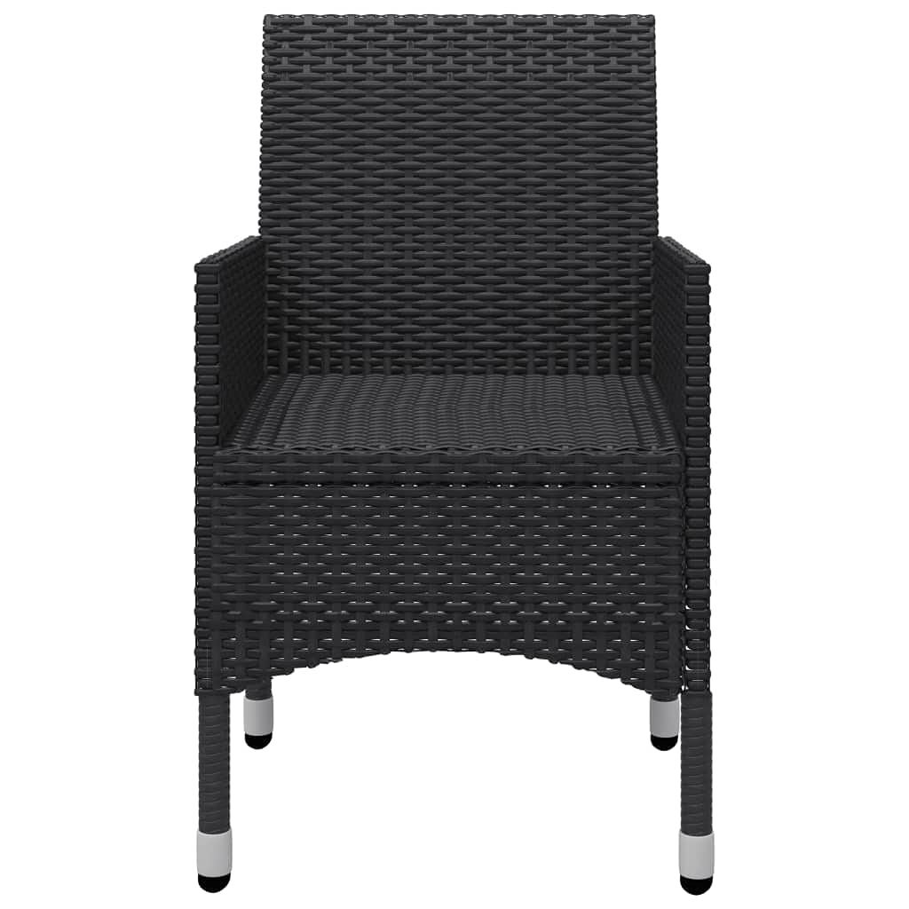3-Piece Patio Bistro Set - Outdoor Garden Dining Furniture with Poly Rattan & Tempered Glass - Perfect for Lawn, Backyard, Poolside & Small Balcony Spaces - Black