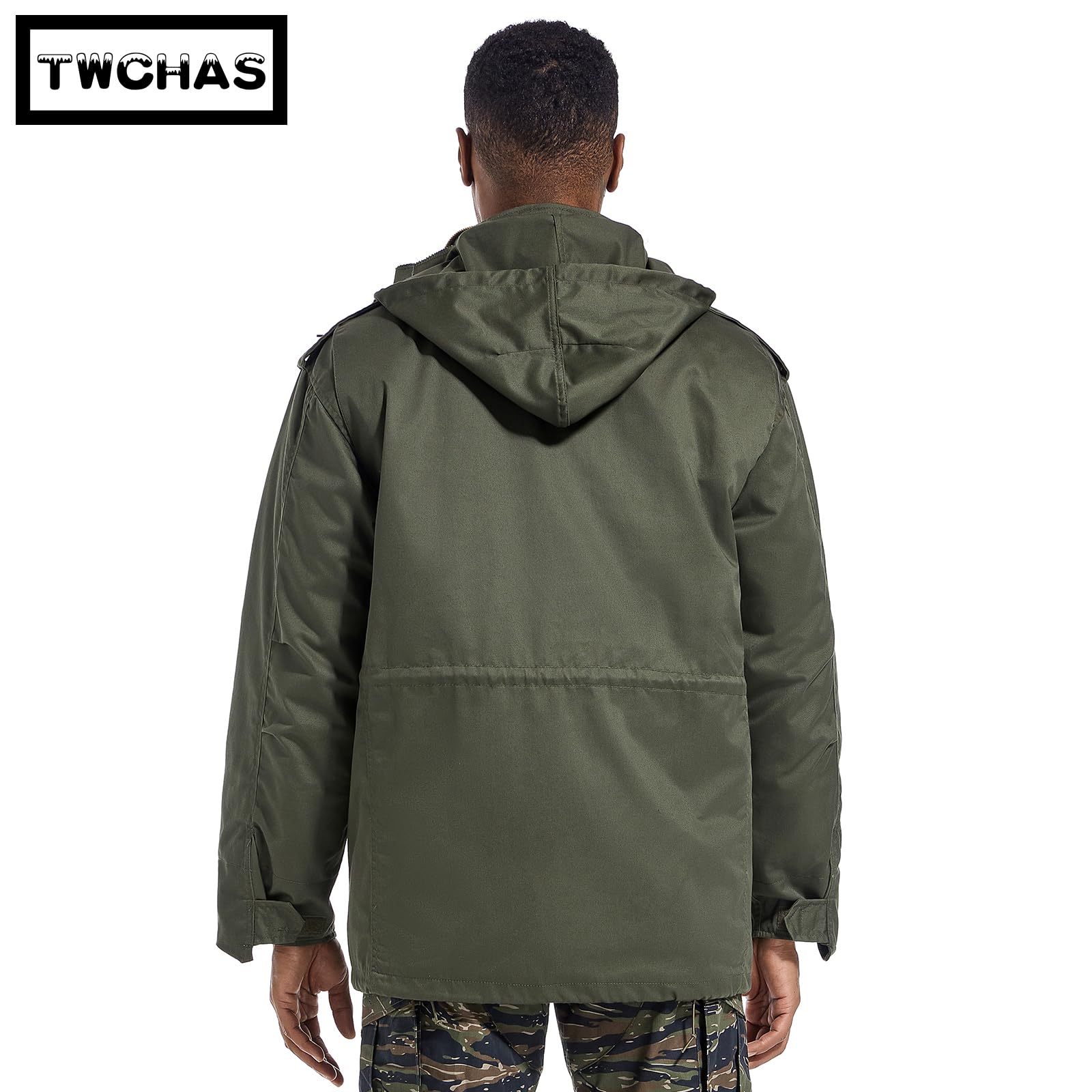 Men's Tactical M65 Field Jacket - Military Style Waterproof Coat with Removable Hood, Fleece Lined, Adjustable Waist & 4 Utility Pockets | Outdoor Hiking, Camping & Winter Wear