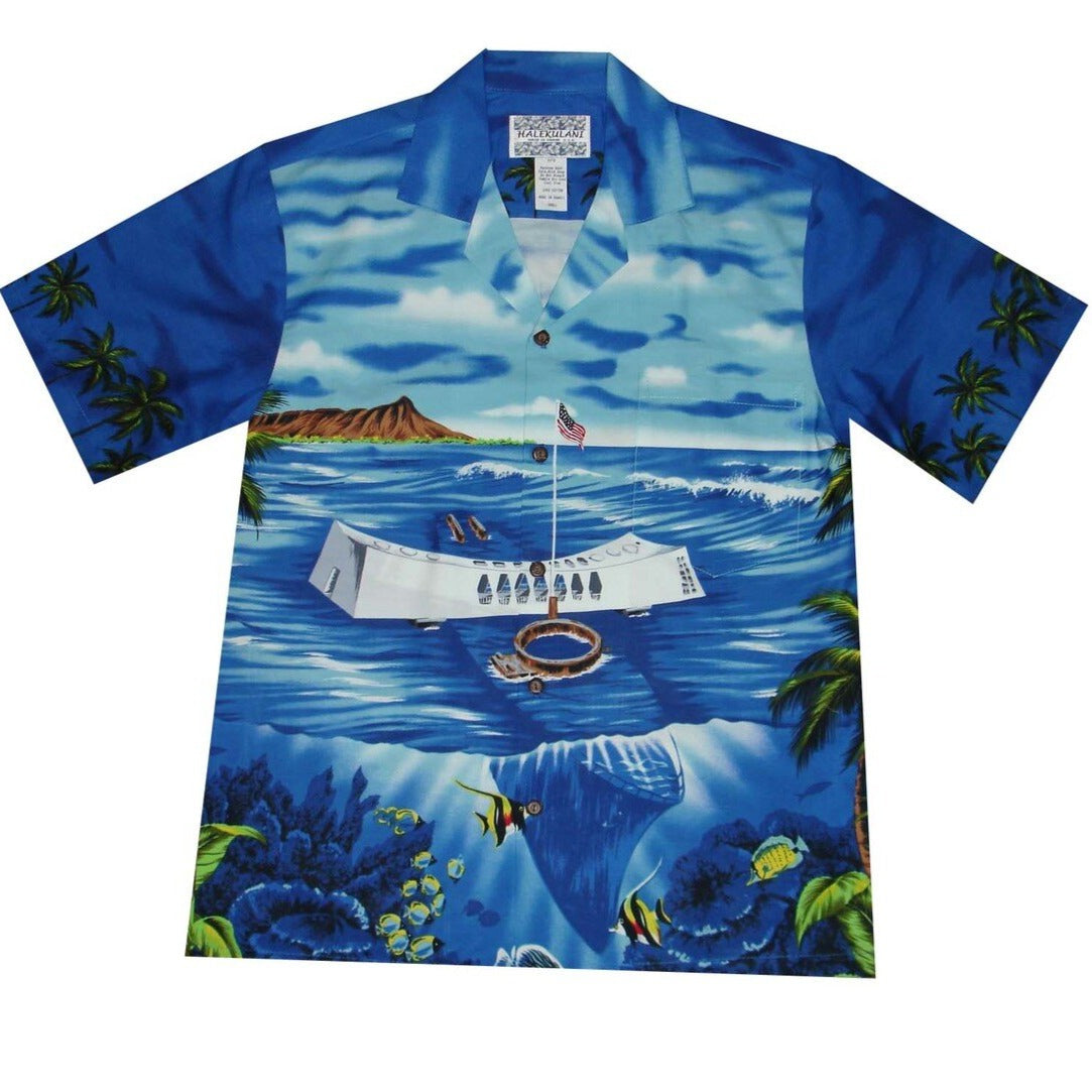 Pearl Harbor Cotton Aloha Shirt - Hawaiian Style Button Down Shirt for Men - Perfect for Beach Vacation, Luau Party & Summer Casual Wear