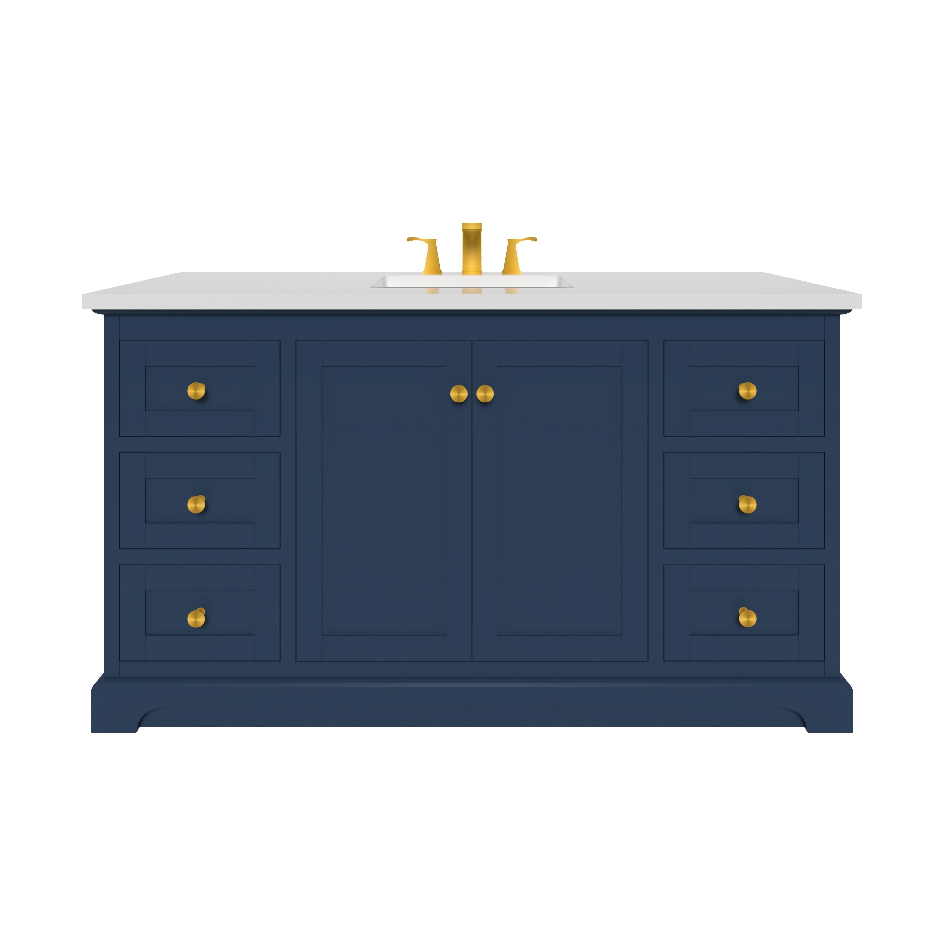 Marietta 59.5 Inch Single Bathroom Vanity Blue Cabinet Only - Modern Bathroom Storage Solution for Small Spaces & Powder Rooms
