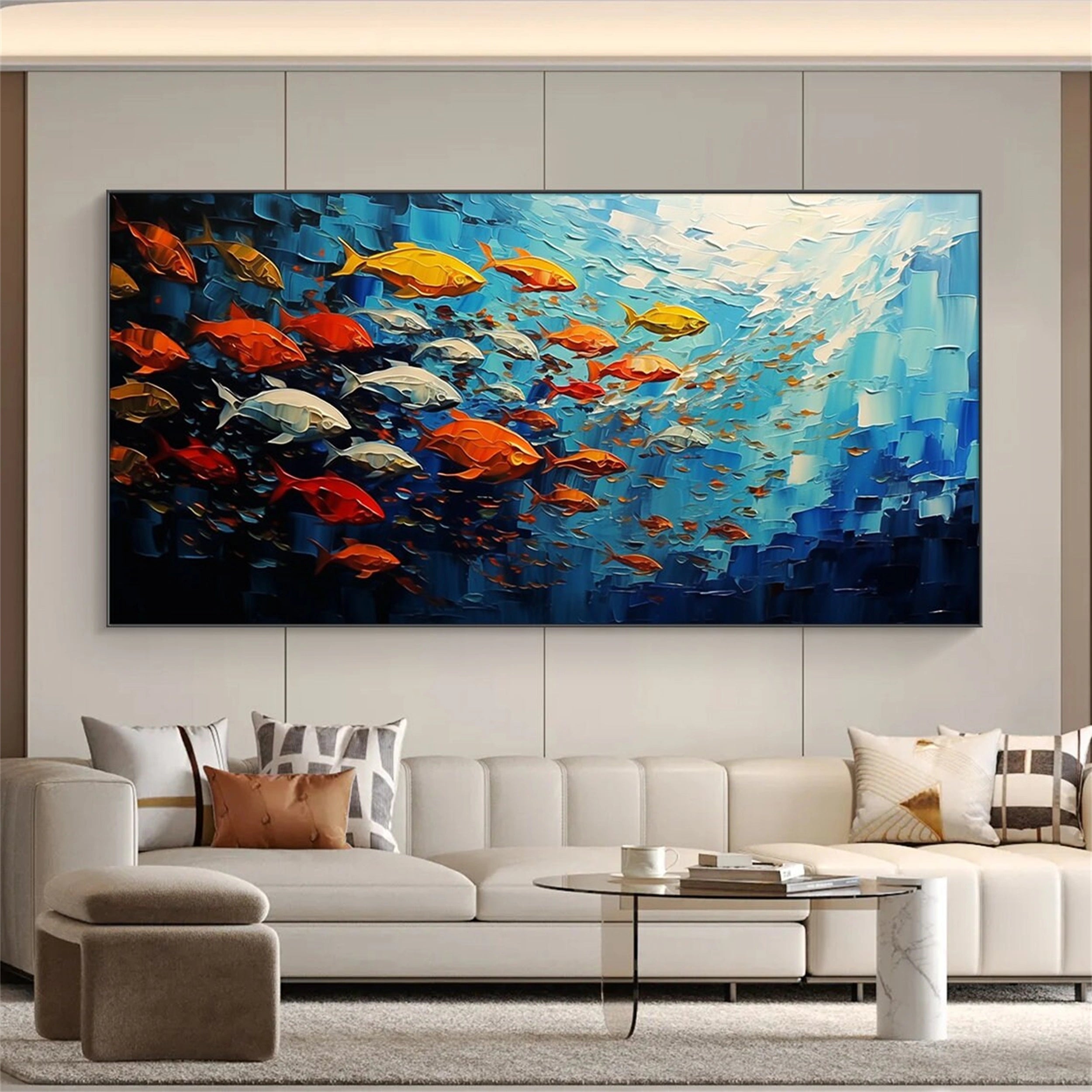Ocean And Sky Painting #OS 101 - Handmade Canvas Wall Art for Home & Office Decor - Perfect for Living Room, Bedroom, or Office Wall Decor