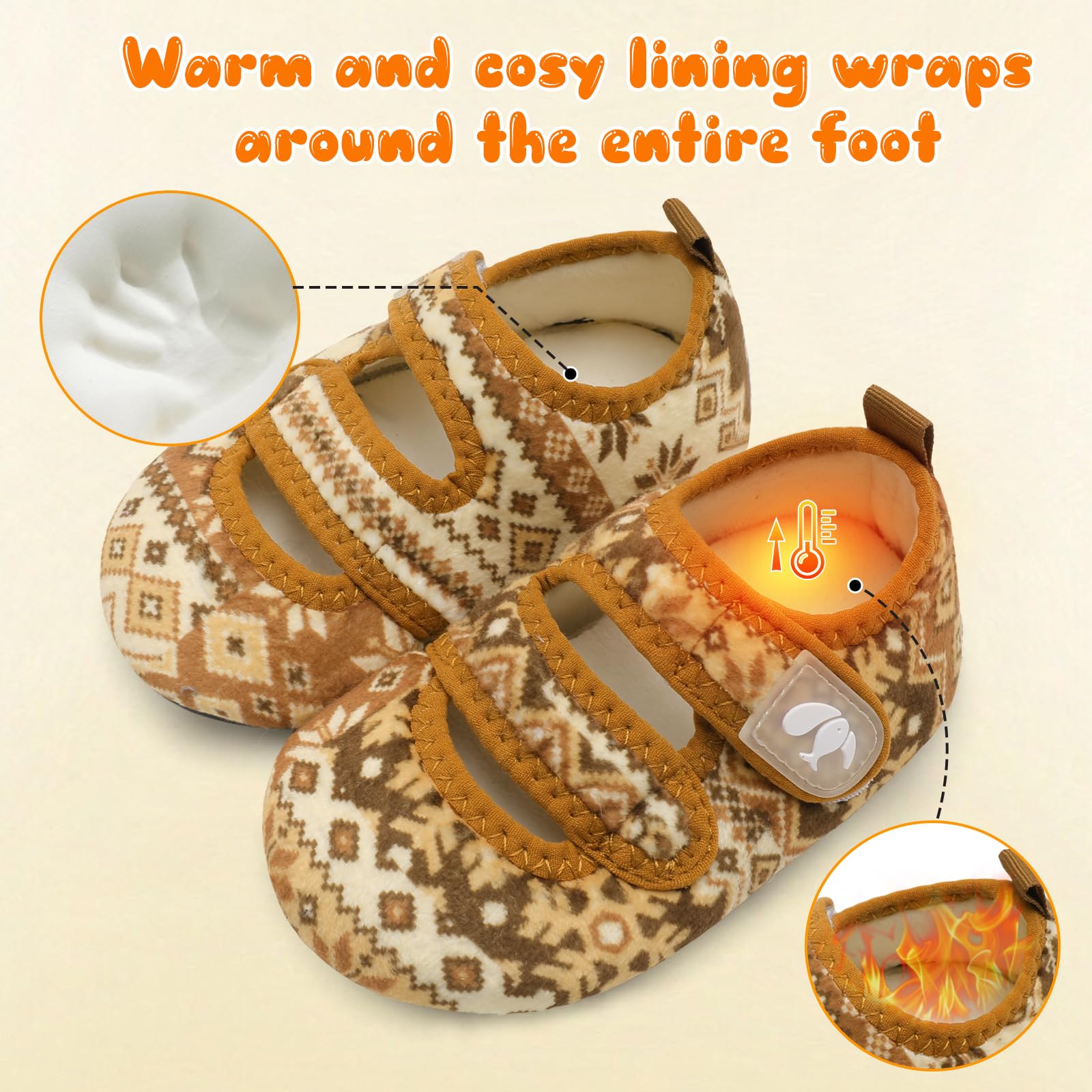 FEETCITY Warm Toddler House Slippers for Boys & Girls - Soft Winter Indoor Socks Shoes for Kids - Perfect for Home, Nursery & Preschool Playtime