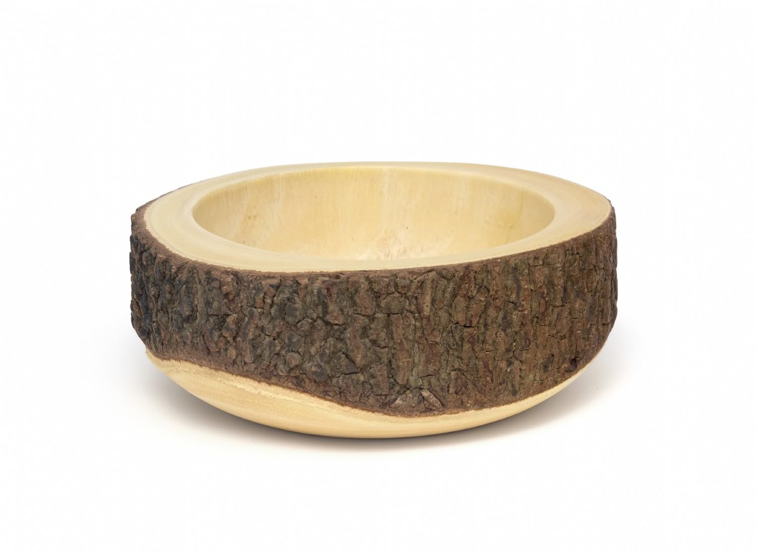 Lipper International Acacia Wood Slab Bowl - Natural Tree Bark Design - 10