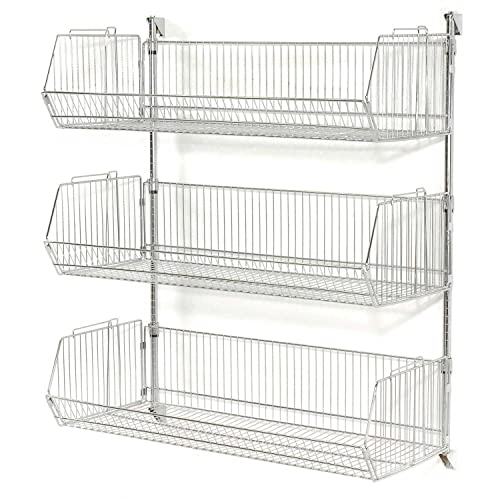 Nexel 3-Tier Chrome Wall Mounted Storage Basket Organizer - 36