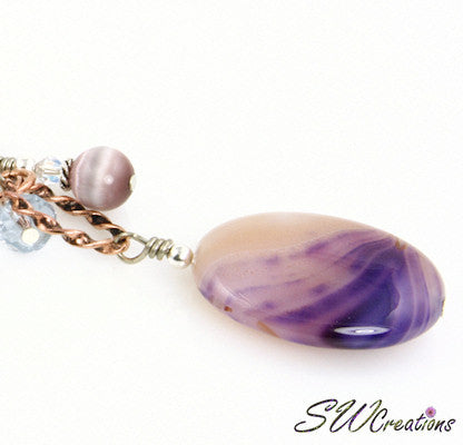 Lavender Swirl Gemstone Crystal Beaded Purse Charm - Elegant Handbag Accessory for Women, Boho Jewelry Gift for Friends, Perfect for Parties & Special Occasions