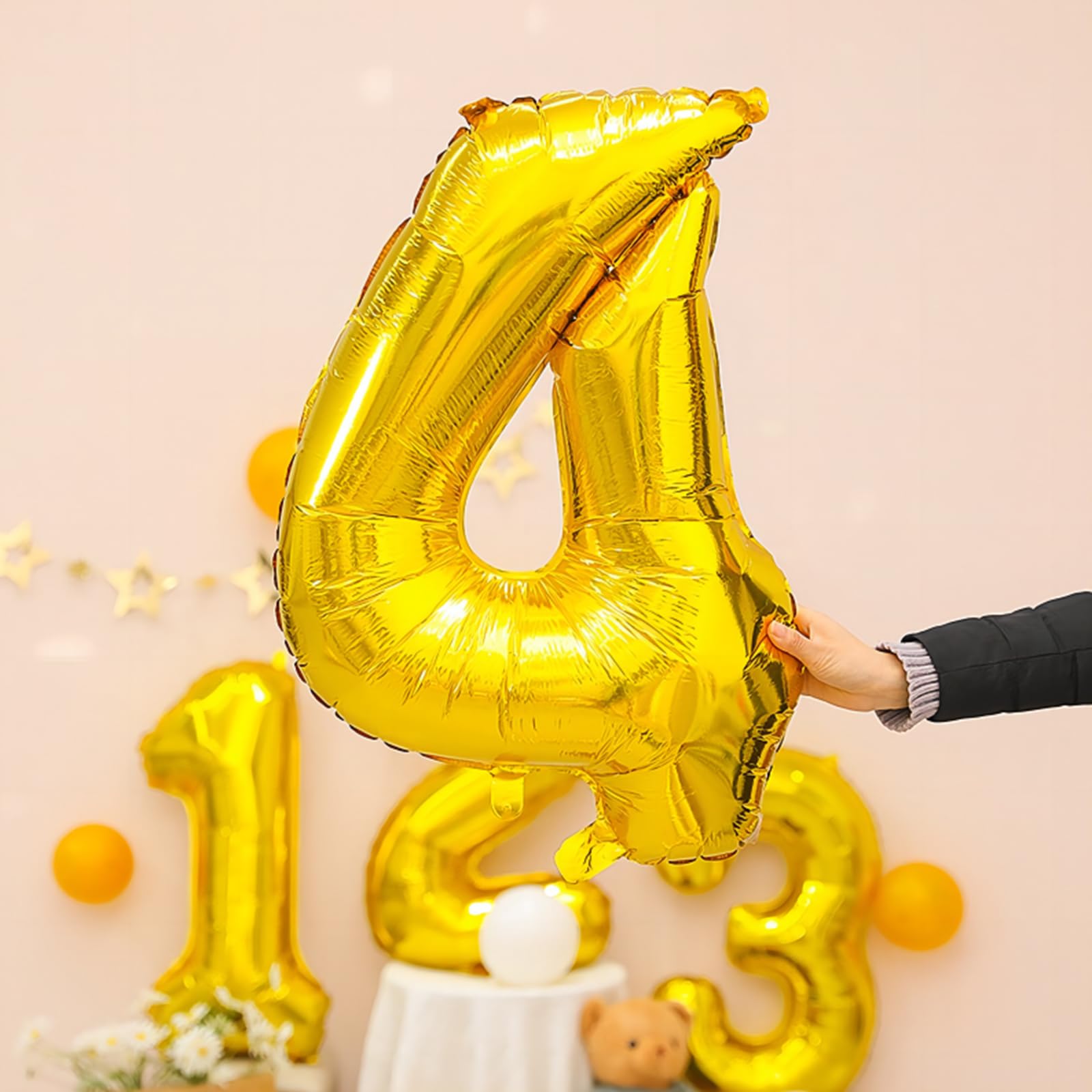 40 Inch Gold Number 4 Balloons - Helium Mylar Foil Birthday Balloons for 4th Birthday Party Decorations, Kids Anniversary Celebration Supplies - Perfect for Birthday Backdrops, Photo Booths & Party Centerpieces