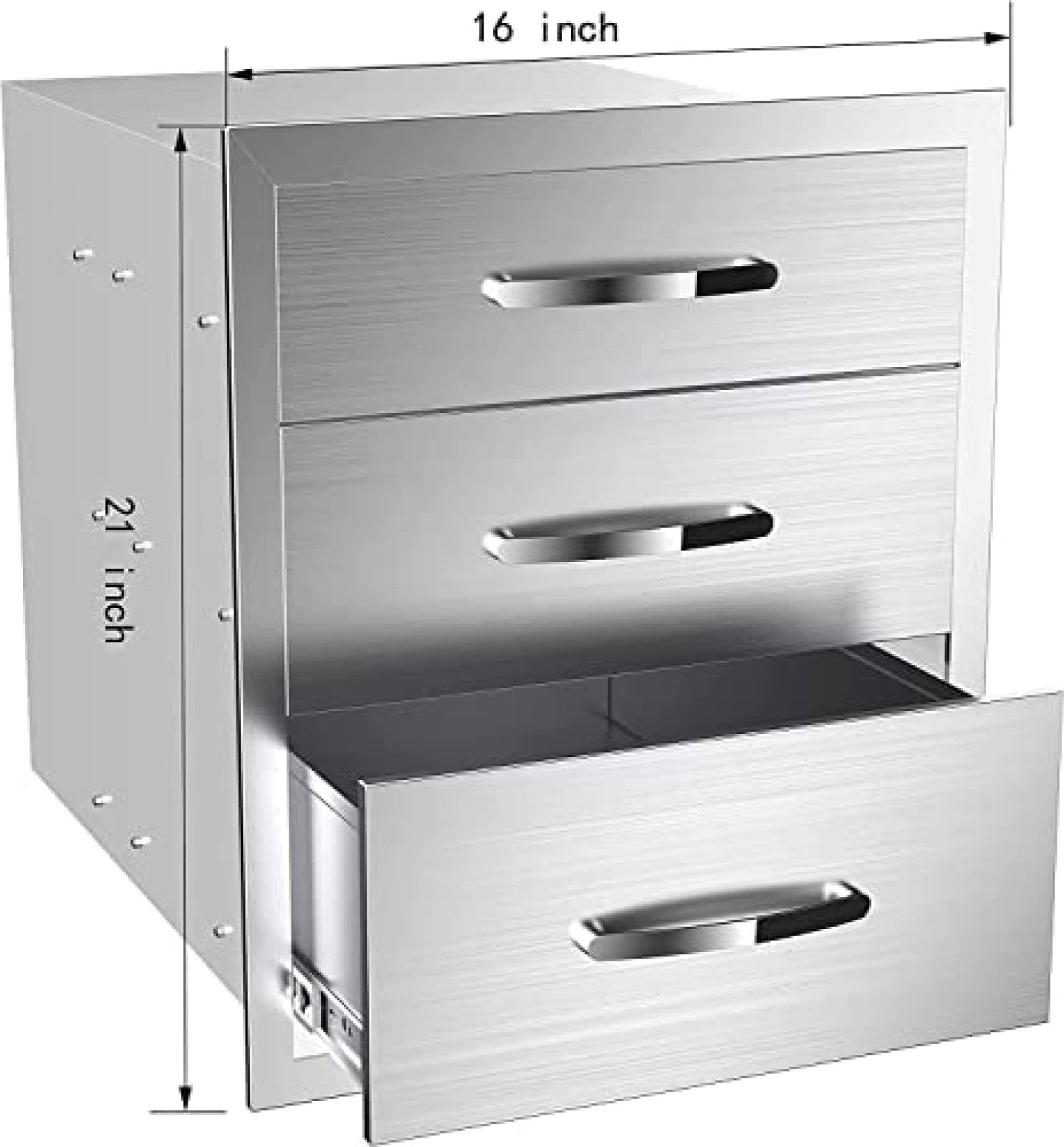 Stainless Steel Outdoor Kitchen Drawers - Flush Mount BBQ Island Drawers with Embedded Handle (16