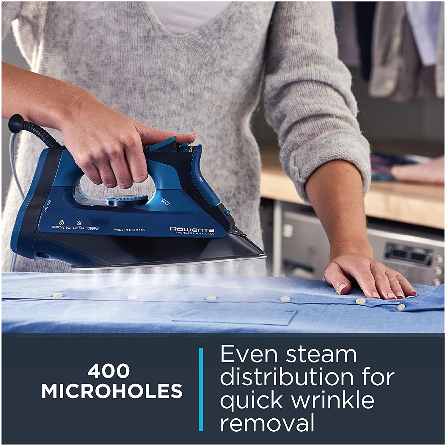 ROWENTA Everlast Iron DW7180 - Professional Steam Iron with Full Warranty | Perfect for Home & Office Use, Travel, and Garment Care