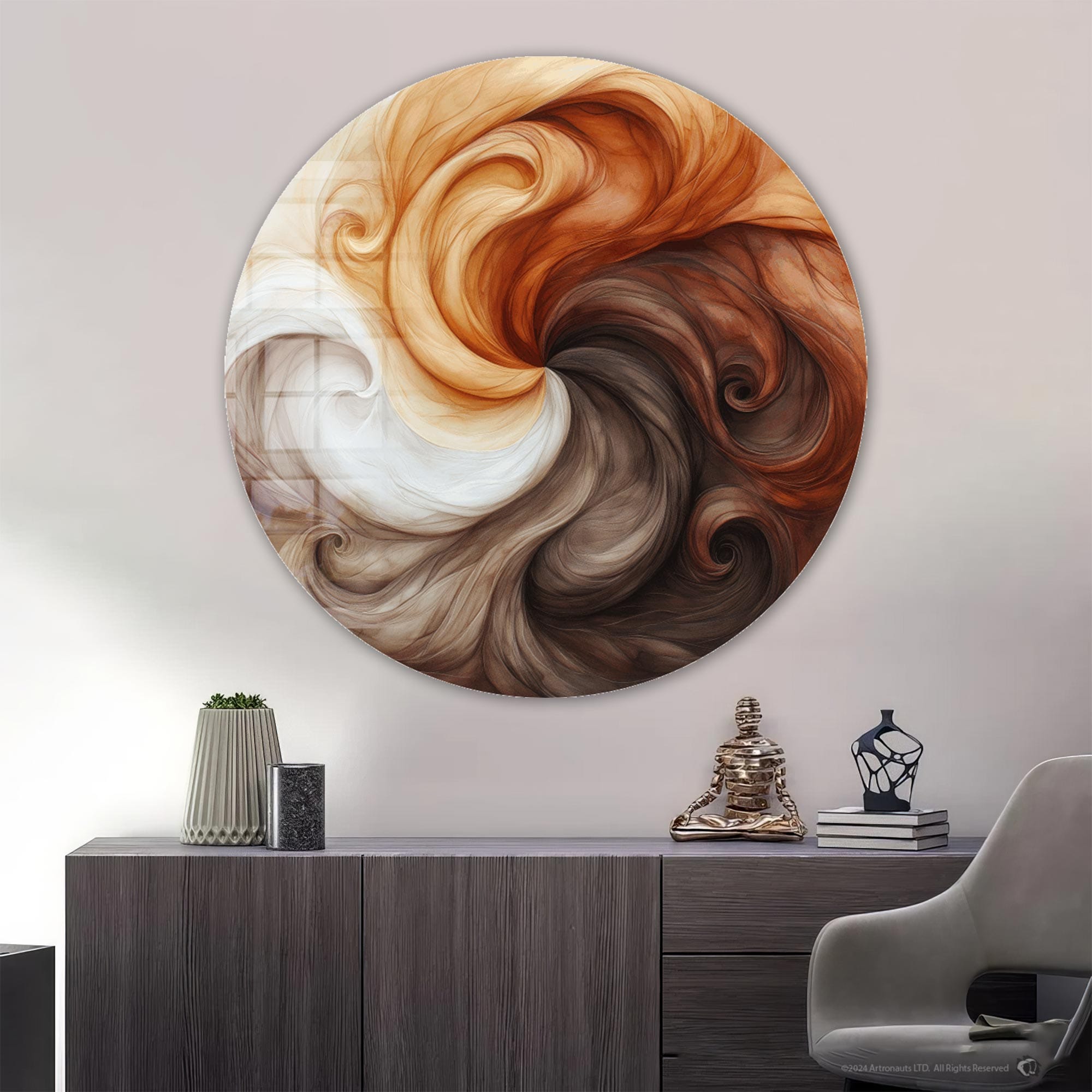 Tail Harmony Rounded Glass Wall Art - Elegant Home Decor for Living Room, Bedroom & Office - Perfect for Modern & Contemporary Interior Design
