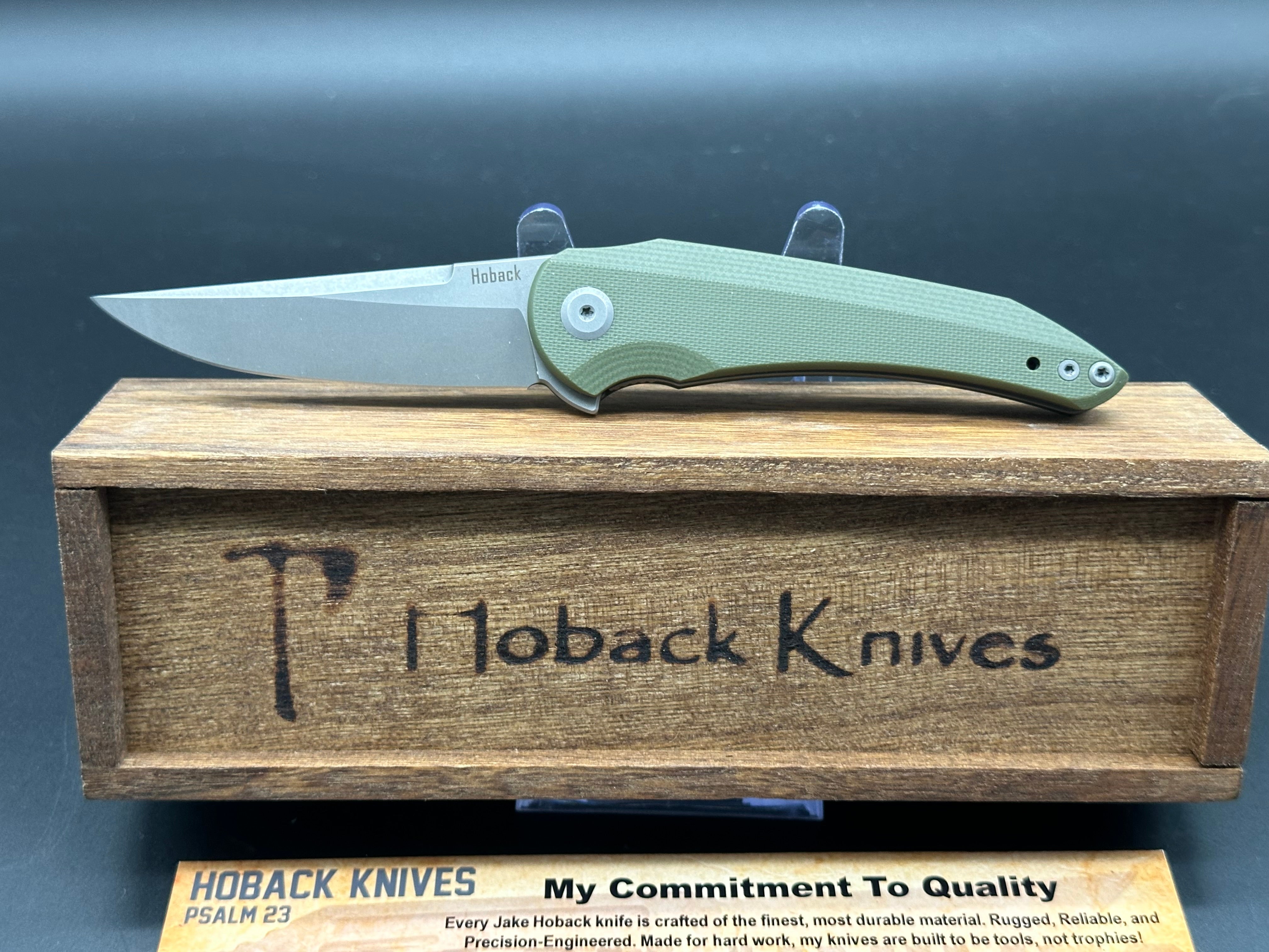 Hoback Enoch Liner Lock Folding Pocket Knife - OD Green G10 Handle, 3.1