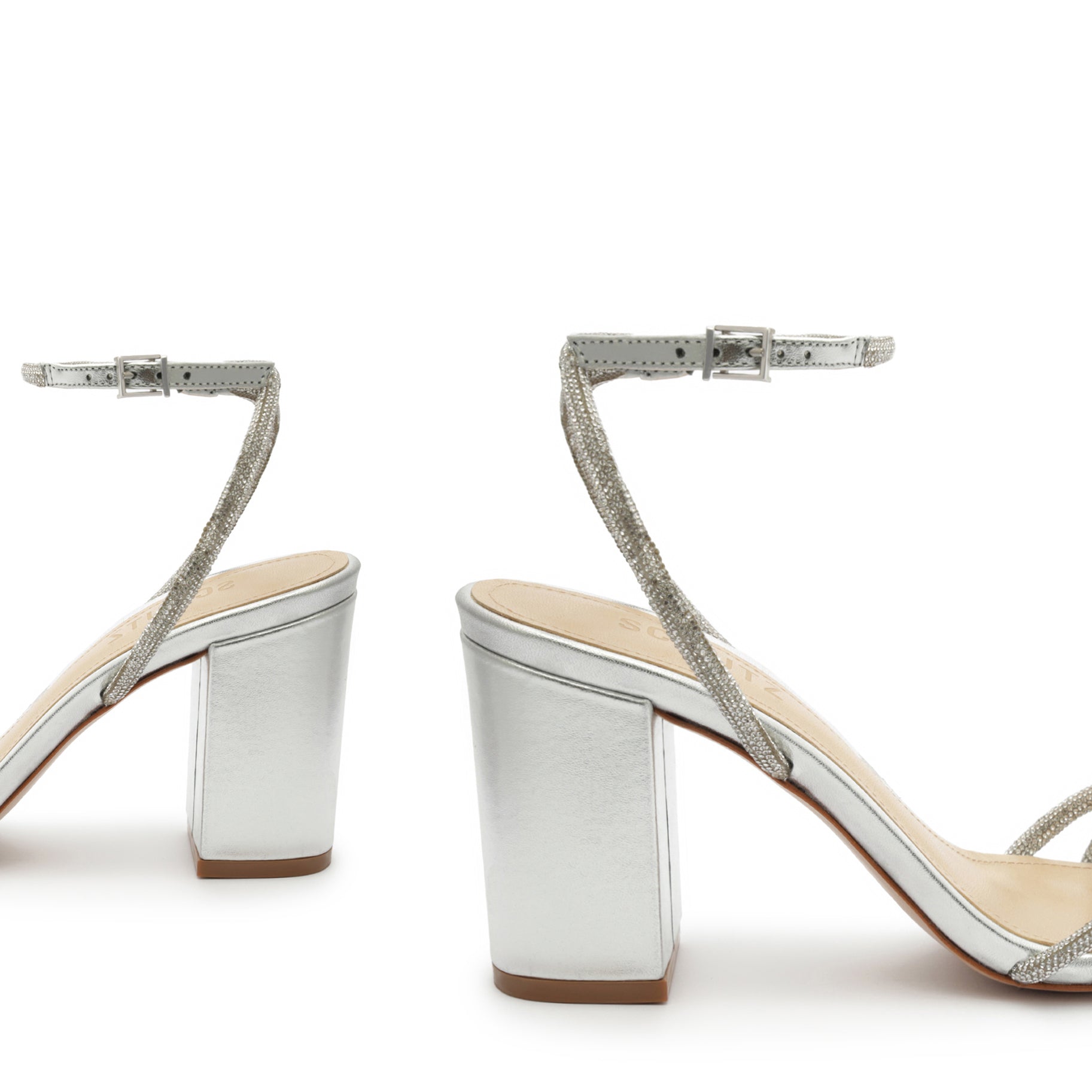 Jewell Block Metallic Nappa Leather Sandals for Women - Comfortable Summer Dressy Strappy Heels | Perfect for Weddings, Parties & Date Nights