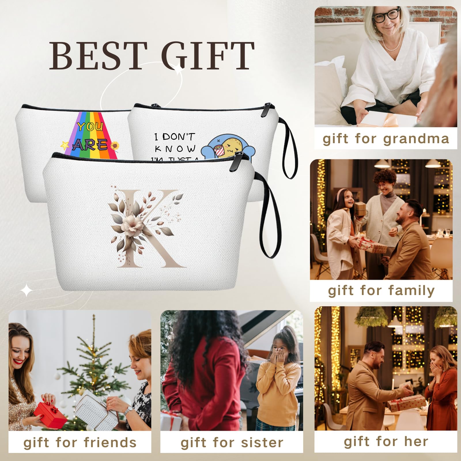 Personalized Monogram Makeup Bag with Mirror - Unique Gifts for Women, Mom, Daughter, Sister, Teacher & Bride - Birthday, Wedding & Special Occasion Gifts - Perfect for Travel, Cosmetics Storage & Everyday Use