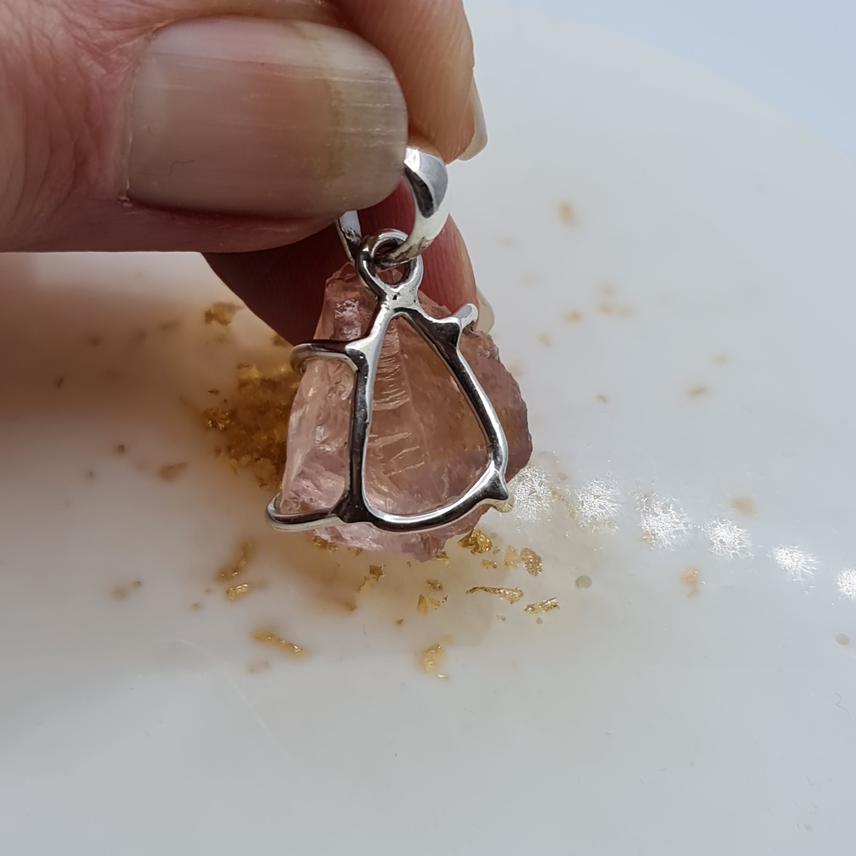 Natural Rose Quartz Rough Cut Stone Pendant & Earrings Set | Healing Crystal Jewelry for Love & Harmony | Perfect for Meditation, Gifts & Spiritual Healing
