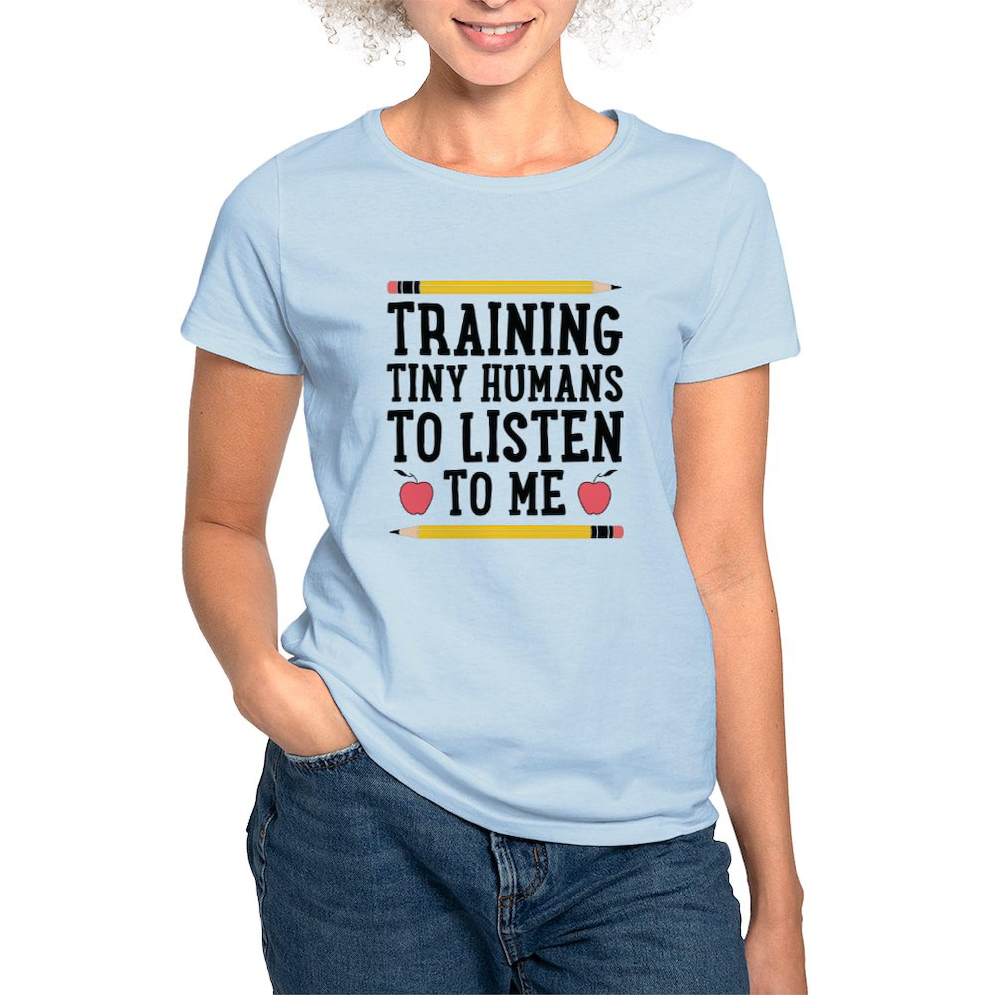 Training Tiny Humans T-Shirt - Women's Crew Neck Cotton Tee for Teachers & Moms - Perfect for School, Work & Casual Wear