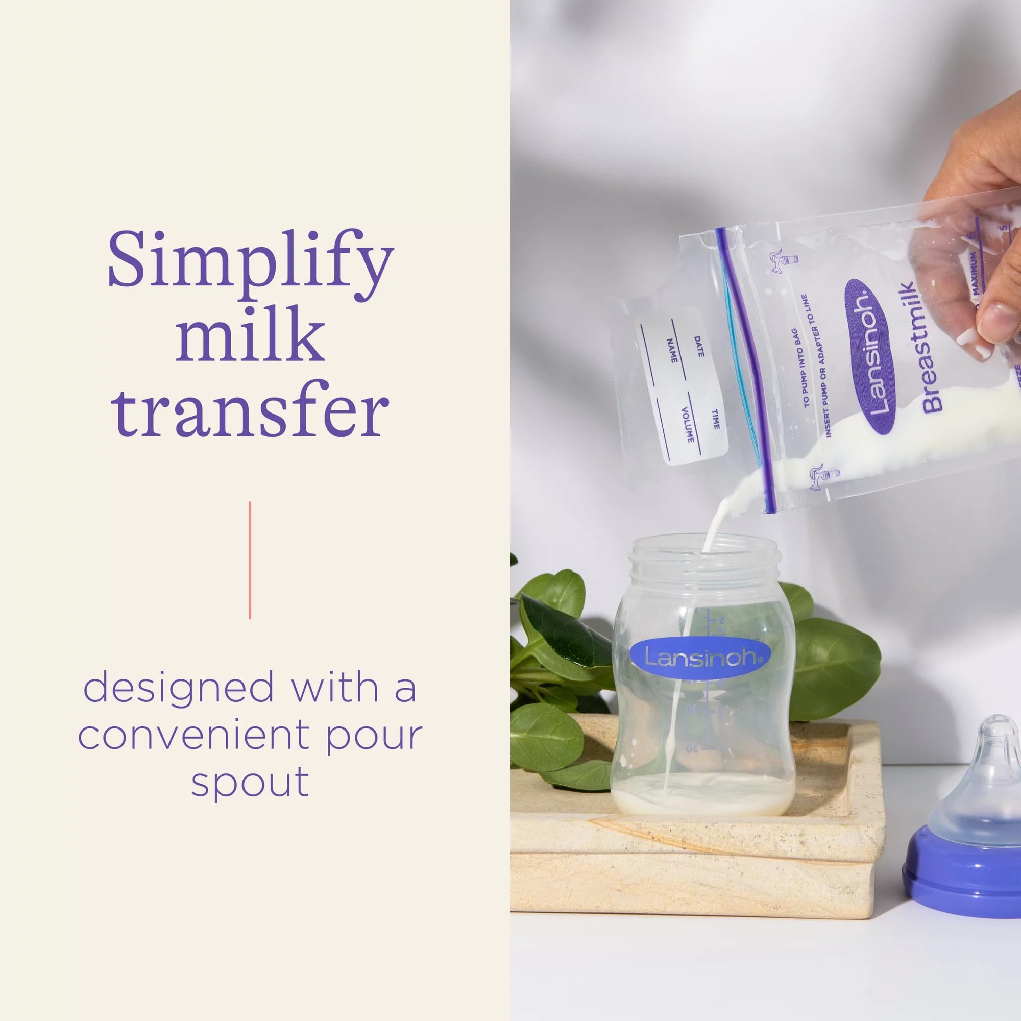 Lansinoh Breastmilk Storage Bags - 25 Count (6 Pack) - BPA Free, Pre-Sterilized, Double Zipper Seal - Perfect for Pumping, Freezing & Organizing Breast Milk