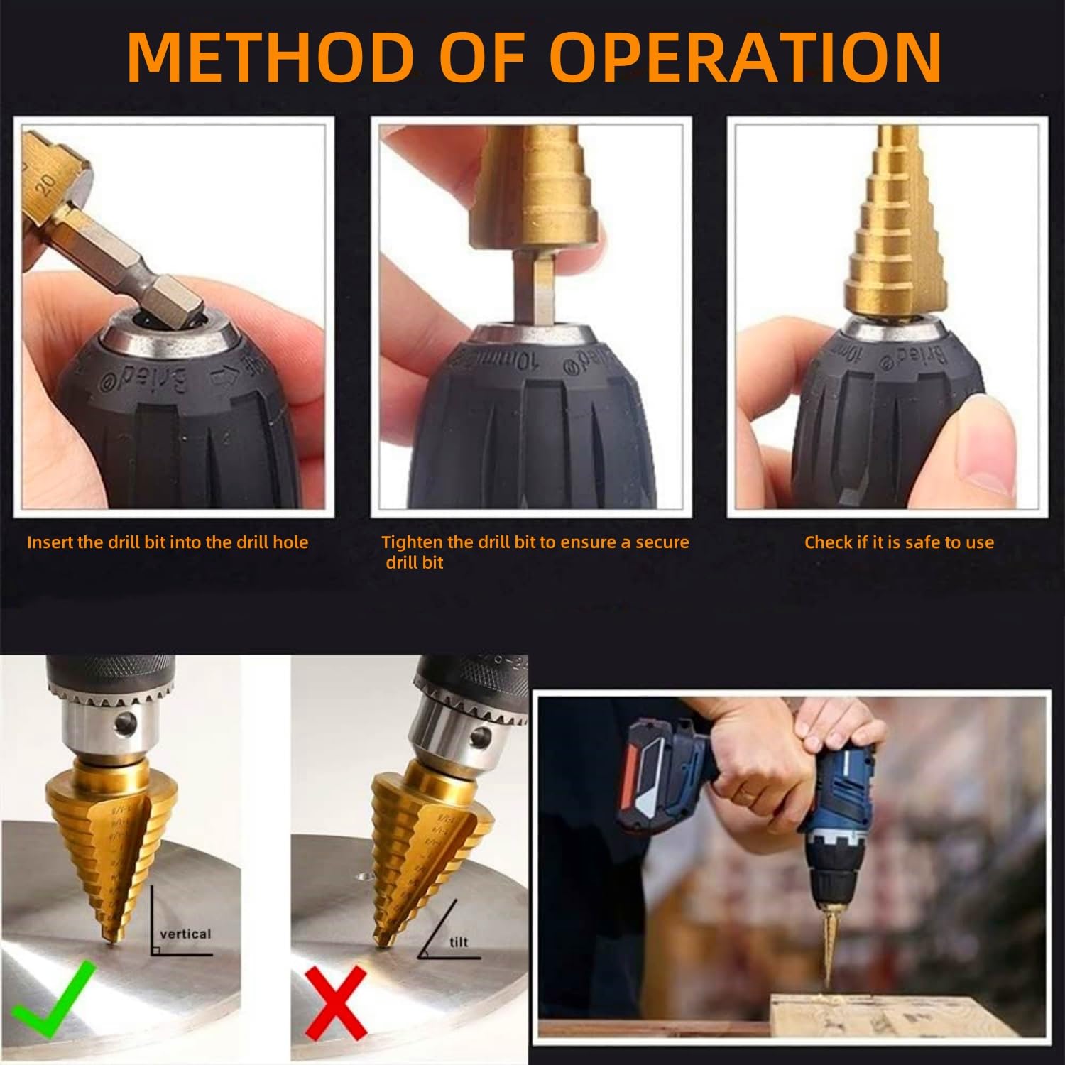 6PCS Titanium Coated HSS Drill Bit Set - 3 Step Drill Bits & 3 Twist Drill Bits for Metal, Wood, Plastic | Perfect for DIY Projects, Home Repairs, and Professional Metalworking