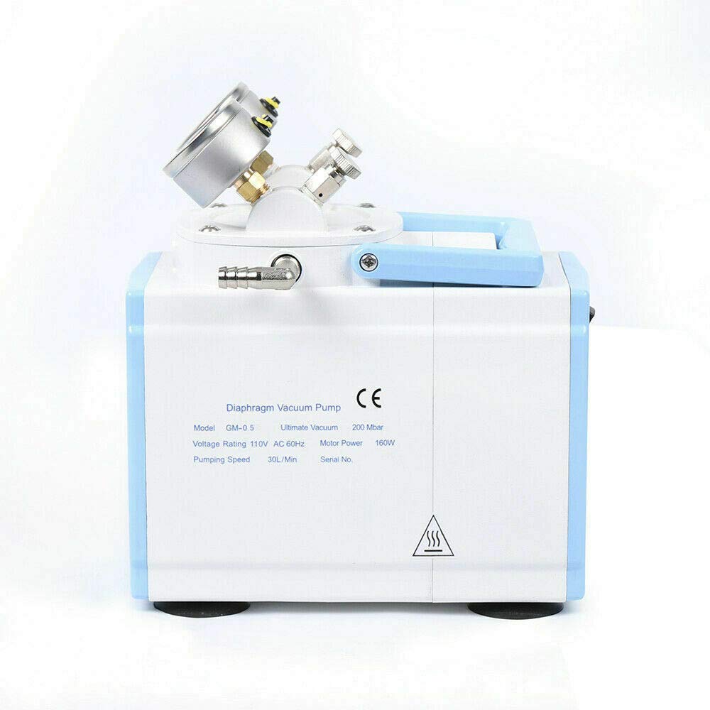 Oil Free Diaphragm Vacuum Pump 160W 110V - 30L/min High Flow Lab Oilless Pump with Adjustable Pressure for Vacuum Filtration, Scientific Experiments & Medical Applications