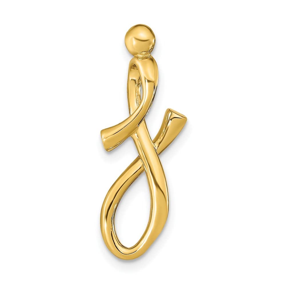 14K Yellow Gold Polished Alphabet Initial Slide Pendant Necklace for Women - Personalized Name Jewelry Gift for Her, Perfect for Birthdays, Anniversaries and Everyday Elegance