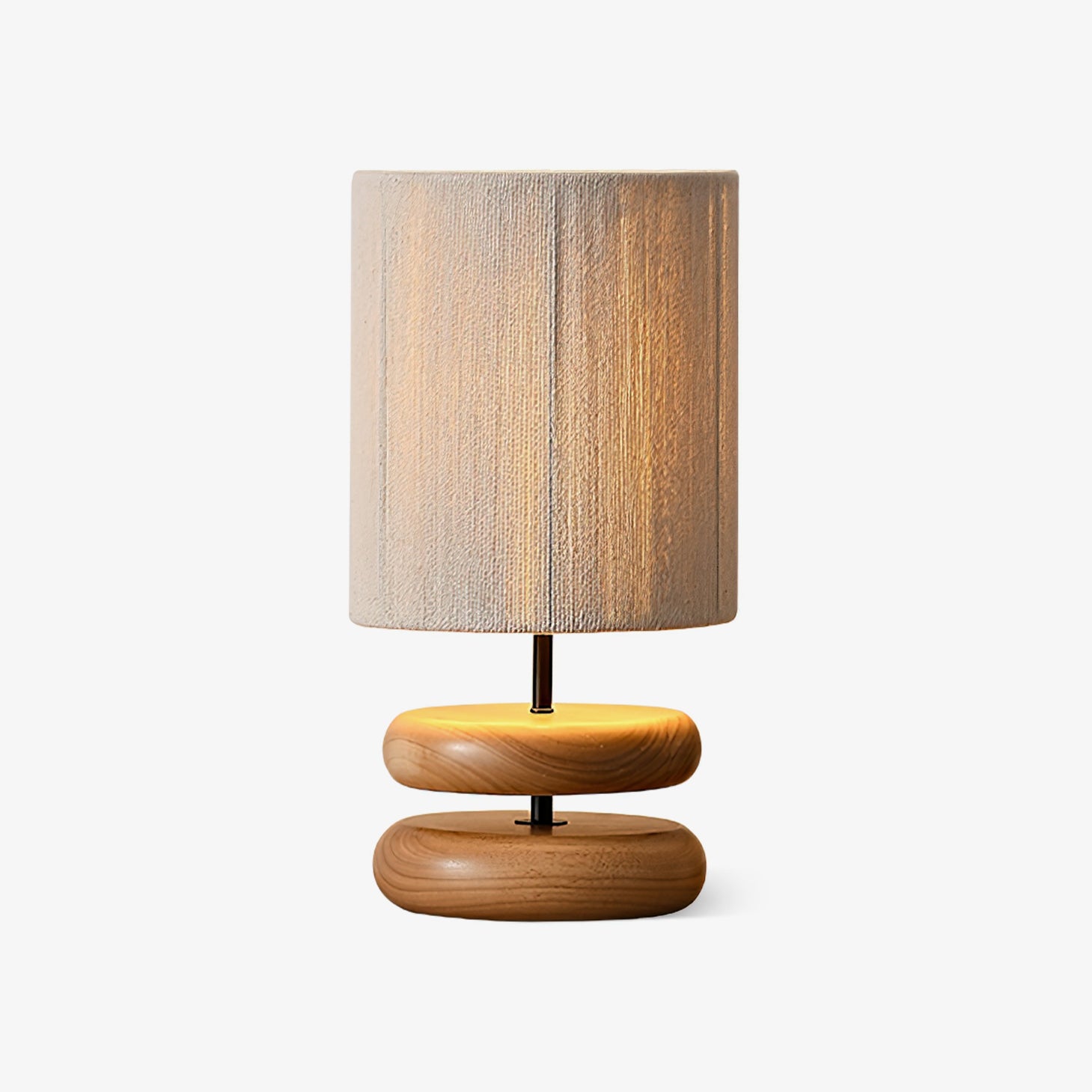 Modern Nora Wood Table Lamp - Handcrafted Solid Wood Base with Fabric Shade for Bedroom, Living Room & Office Decor