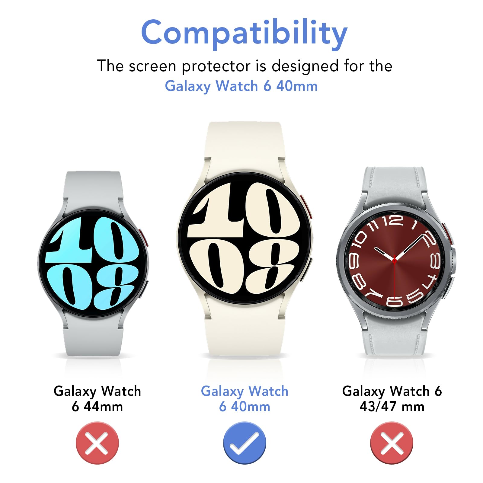 SPGUARD 2Pack Galaxy Watch 6 40mm Screen Protector - Tempered Glass for Samsung Watch 6 40mm Only - Perfect for Workouts & Daily Use