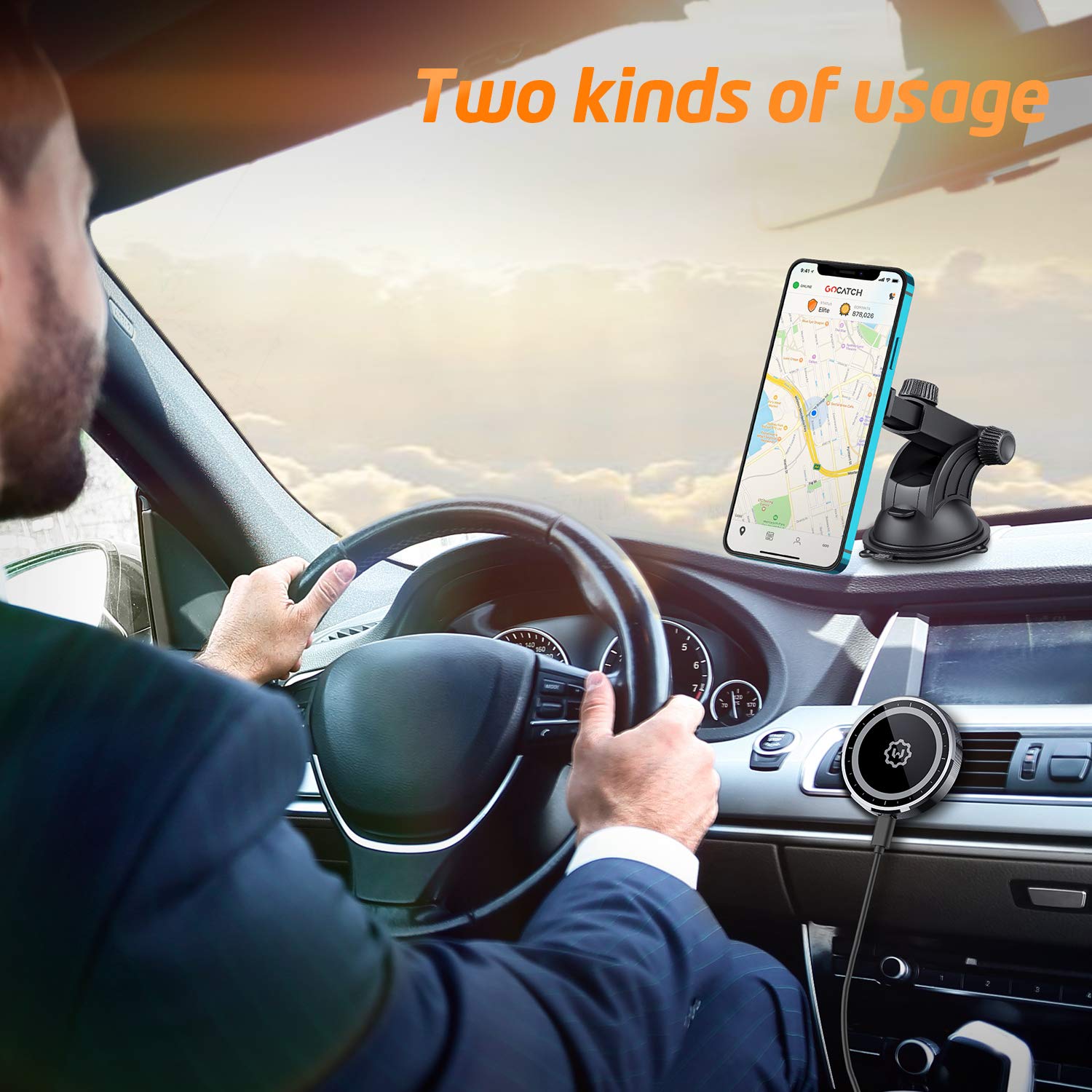 WixGear 15W Fast Wireless Magnetic Car Charger for iPhone 13/12 Series - Auto Alignment, Air Vent & Dashboard Mount - Perfect for Commuting, Road Trips & Hands-Free Charging