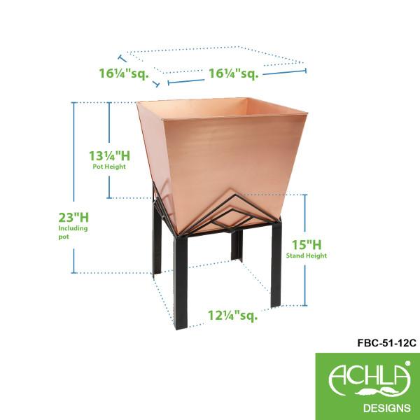 Marion Planter with Copper Plated Flower Box - Elegant Indoor/Outdoor Garden Decor for Home, Patio & Office Spaces