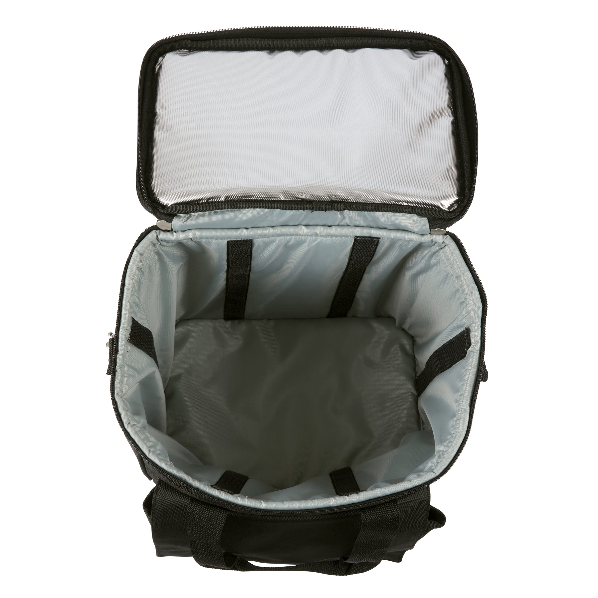 PICNIC TIME Cellar 6-Bottle Insulated Wine Carrier & Cooler Tote - Portable Water-Resistant Travel Cooler Bag for Picnics, Beach, Camping & Outdoor Events (Black with Gray Accents)