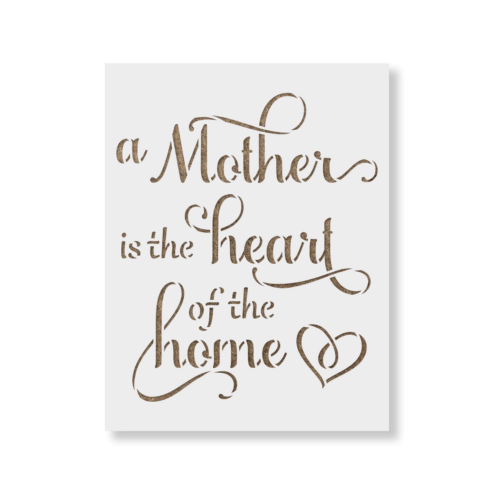 Mother is The Heart of The Home Stencil - DIY Family Wall Art, Custom Home Decor, Unique Gift for Mom | Perfect for Mother's Day, Nursery Decor & Craft Projects