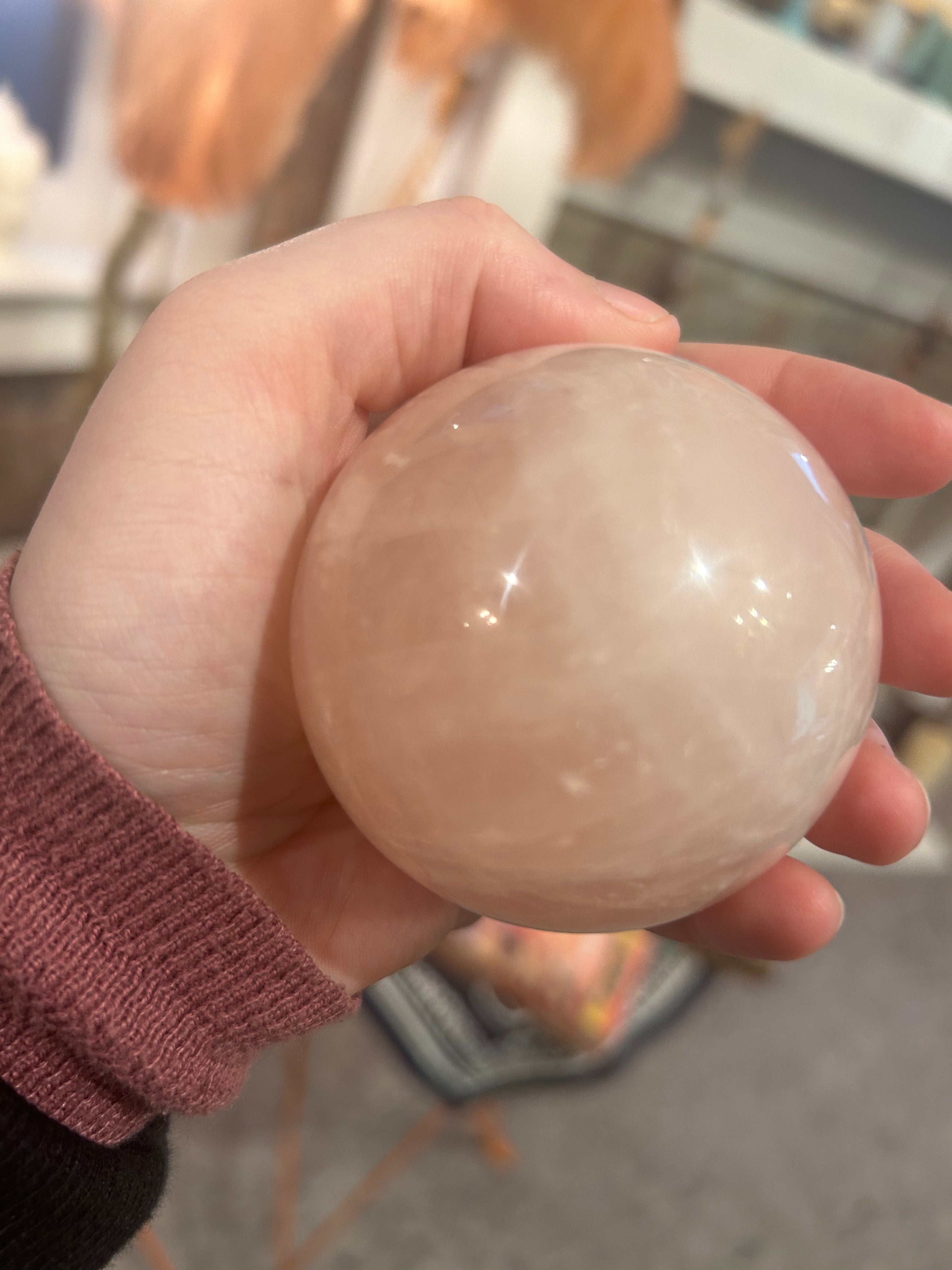 Large Rose Quartz Sphere - Natural Healing Crystal for Meditation, Reiki & Home Decor | Perfect for Spiritual Gifts, Yoga Spaces & Positive Energy