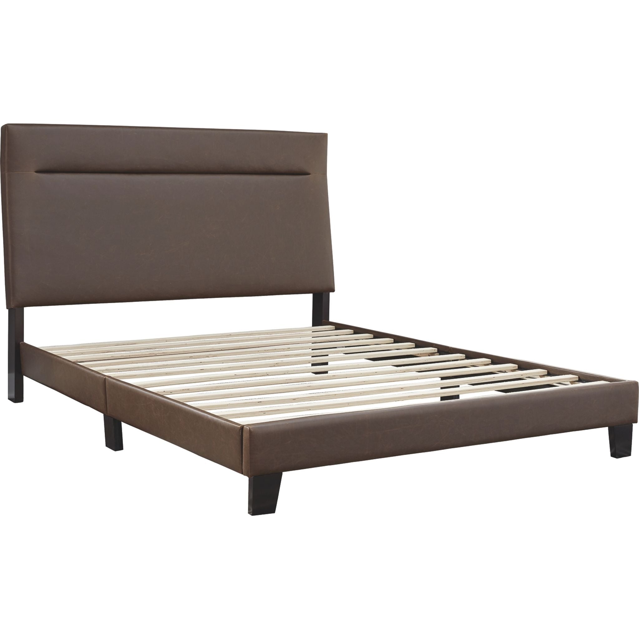 Adelloni Upholstered Platform Bed Frame - Queen Size Brown Fabric Bed with Wooden Slats - Perfect for Modern Bedroom & Guest Room Decor