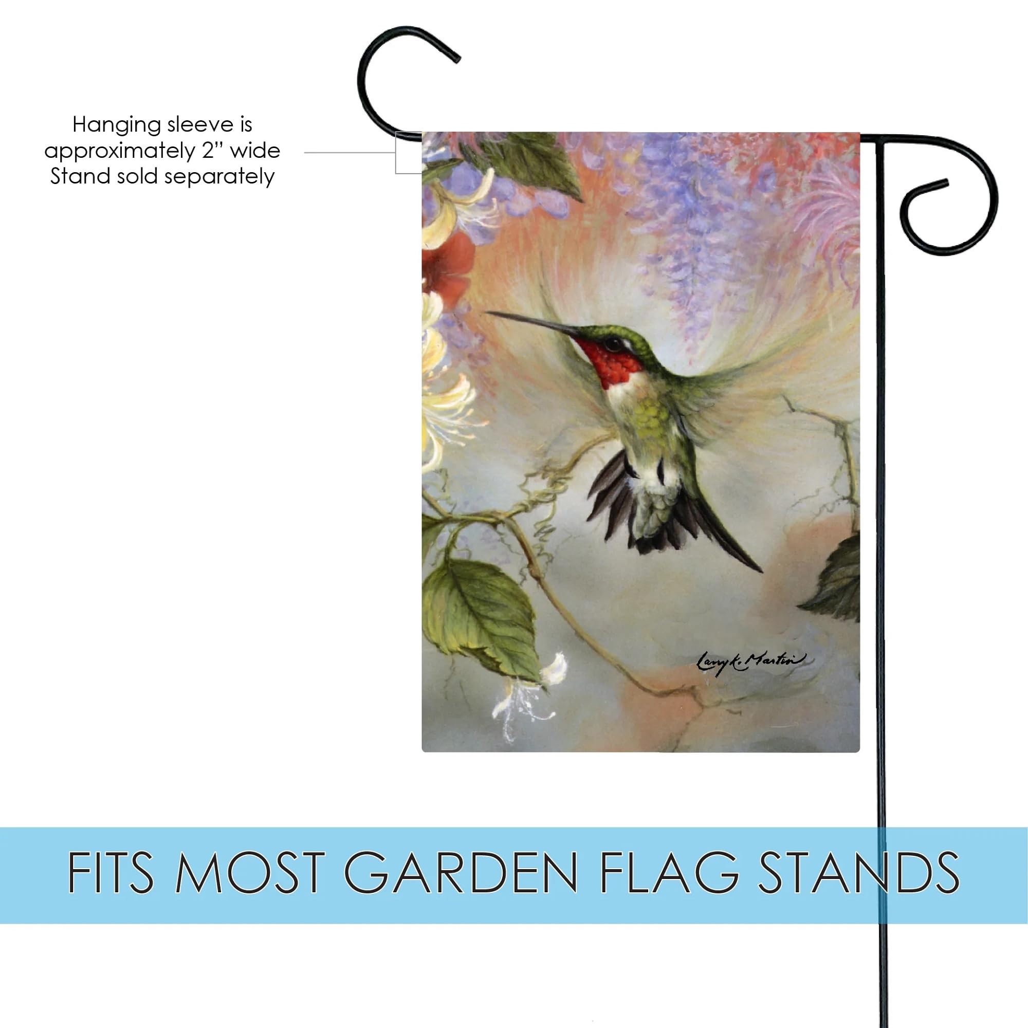 Toland Home Garden 12x18 Inch Double Sided Ruby Throated Hummingbird Flag - Vibrant Outdoor Yard Decoration for House, Garden & Patio - Perfect for Spring Decor, Bird Lovers & Nature-Themed Landscaping