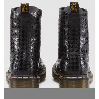Pina Black+ Black Hi Shine Houndstooth Print Soft Knee High Boots for Women - Stylish Winter Fashion & Party Wear