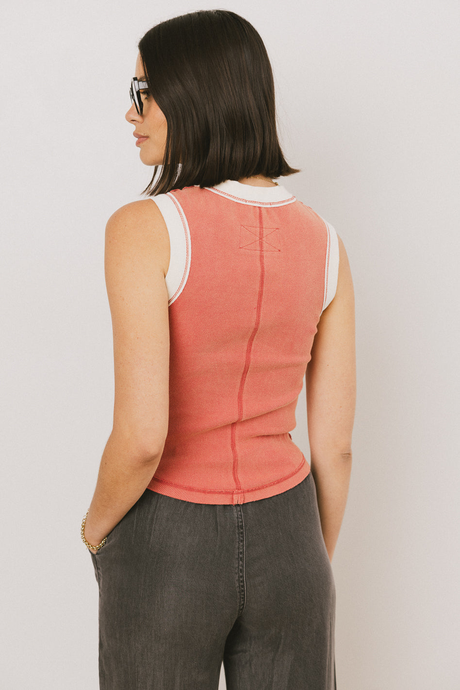 Lilah Reverse Seam Tank Top for Women - Soft Stretch Red Sleeveless Shirt | Casual Summer Outfits & Layering Essentials