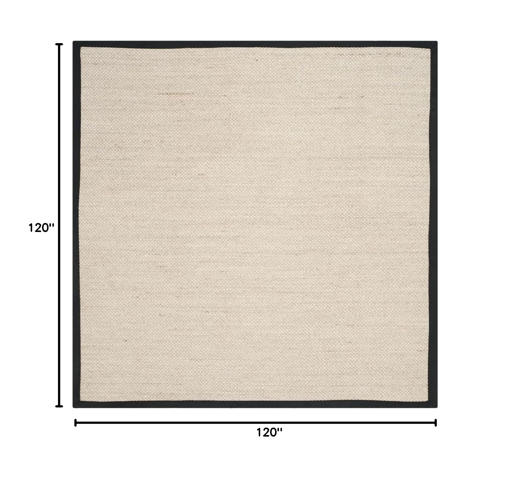 SAFAVIEH Natural Fiber Collection 10' x 10' Square Area Rug - Marble & Black Sisal Border Design | Easy Care & Durable | Perfect for High Traffic Living Room, Bedroom, Office & Entryway | NF143A