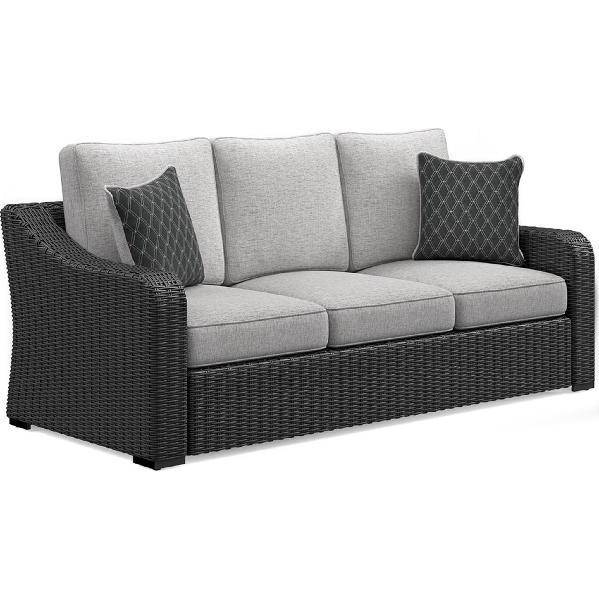 Beachcroft 4-Piece Outdoor Patio Furniture Set - Waterproof Wicker Sofa & Chairs with Black/Light Gray Cushions for Backyard, Poolside & Garden Relaxation