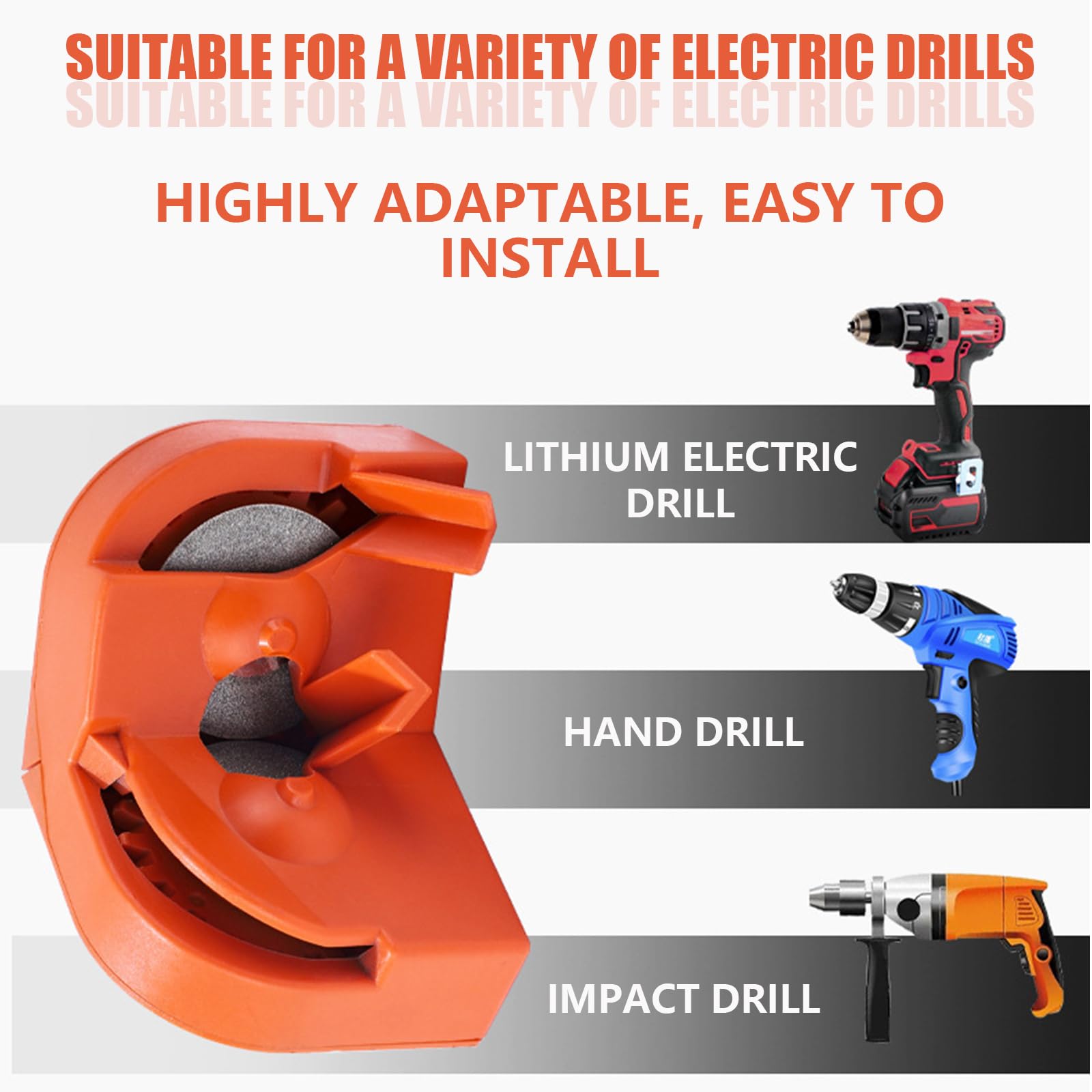 Multipurpose Drill Bit Sharpener & Grinder Tool - Portable Drill Bit Sharpening Kit for All Bits - Perfect for DIY, Woodworking & Metalworking Projects (Orange)