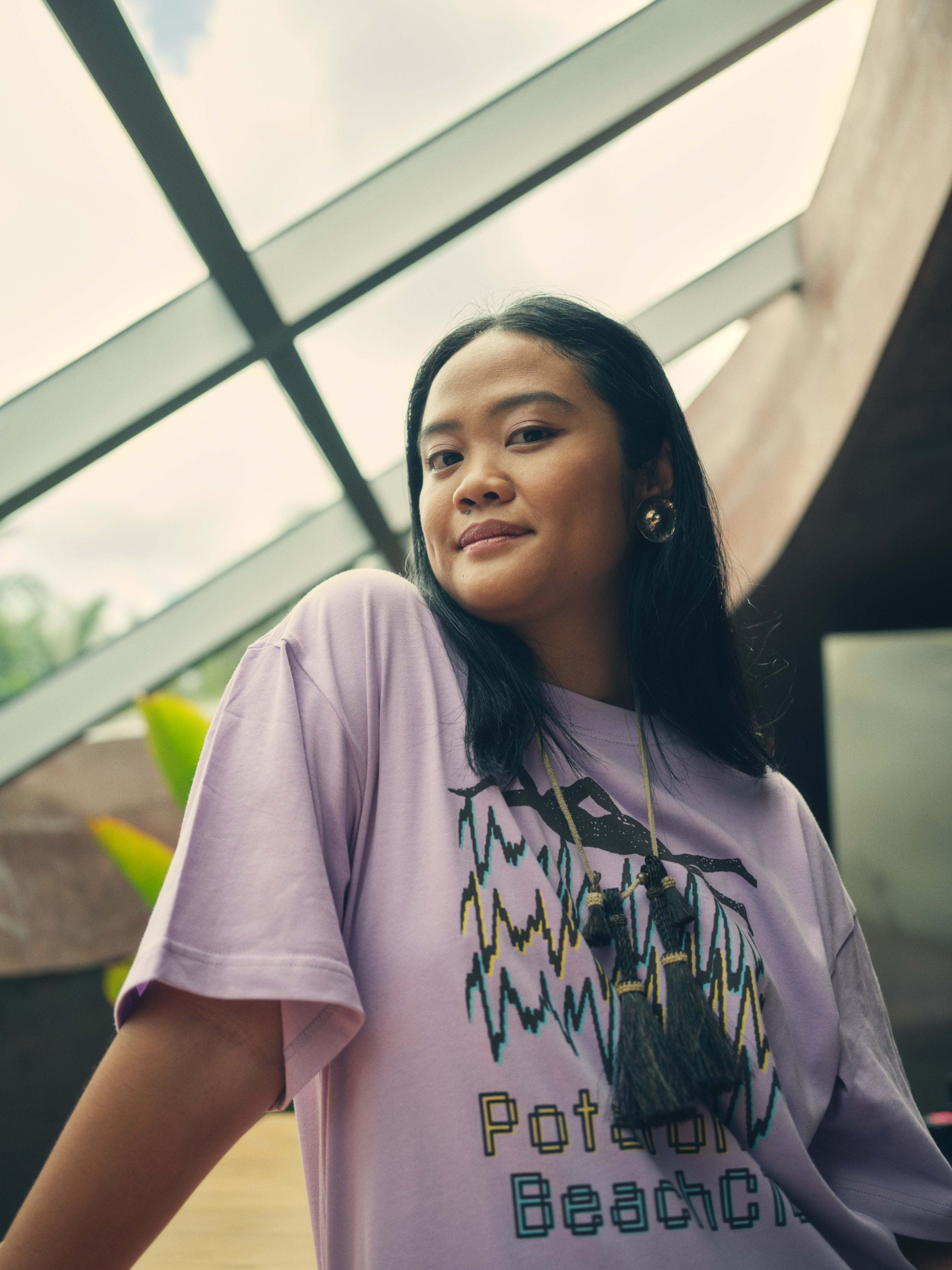 Sound Swimmer Graphic T-Shirt - Light Purple Cotton Tee for Music Lovers & Swimming Enthusiasts | Perfect for Concerts, Beach Days & Casual Wear