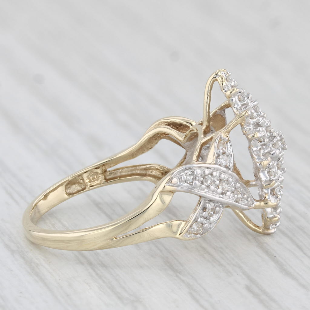 0.20ctw Diamond Cluster Ring in 10k Yellow Gold - Size 7.25 - Perfect for Engagement, Anniversary & Special Occasion Gifts
